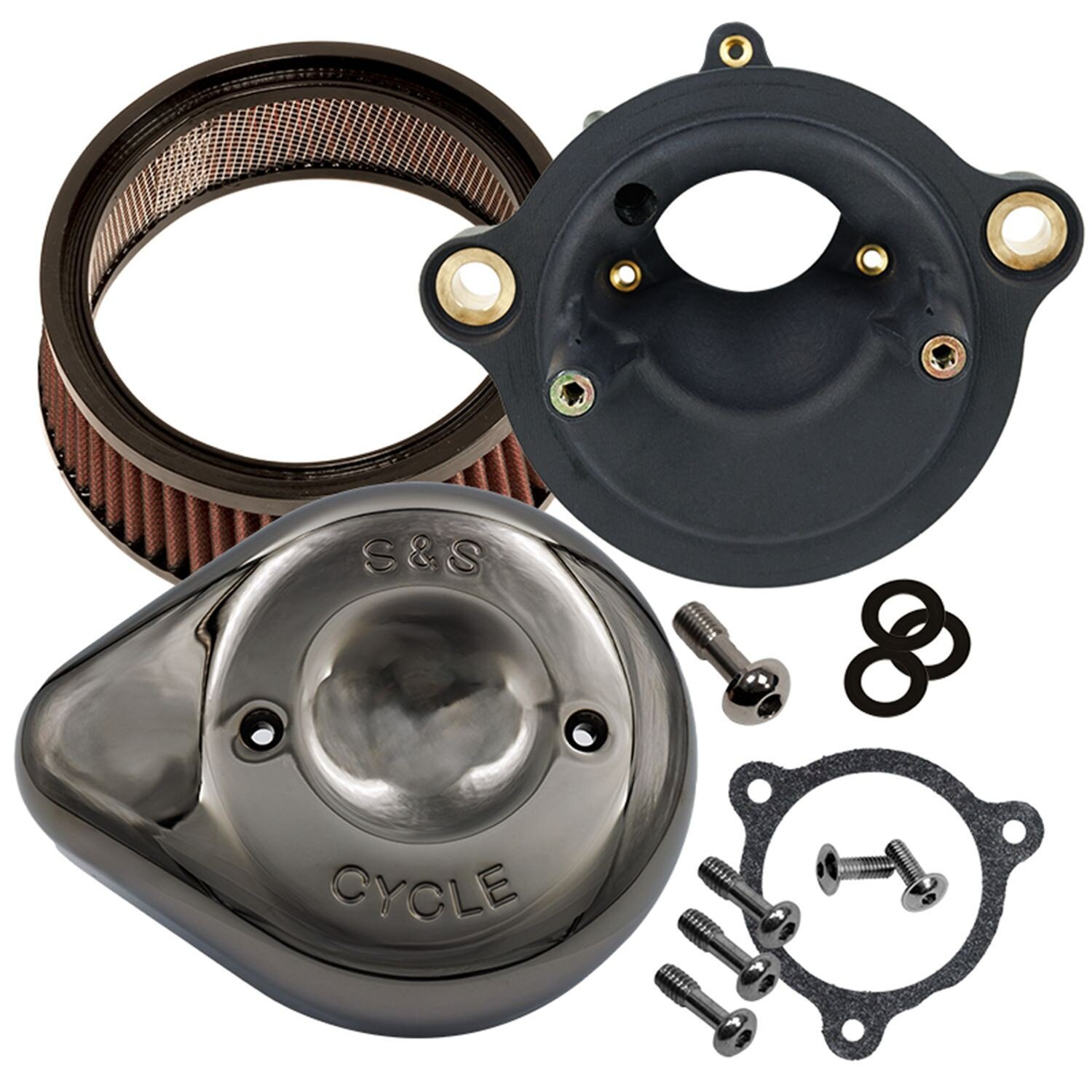 S&S, Stealth Air Cleaner Kit with Lava Chrome Teardrop, Black