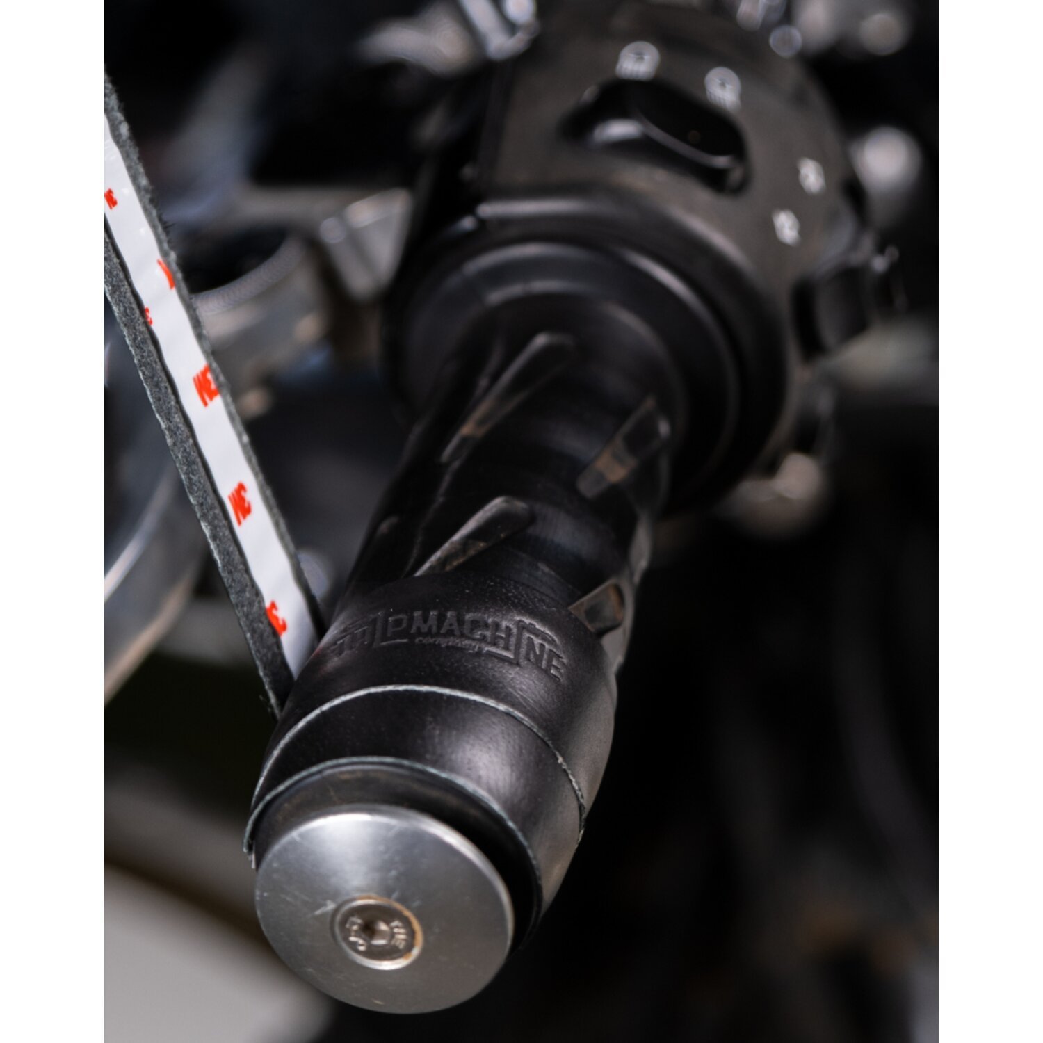 Trip Machine, leather handlebar grip wraps, Black
