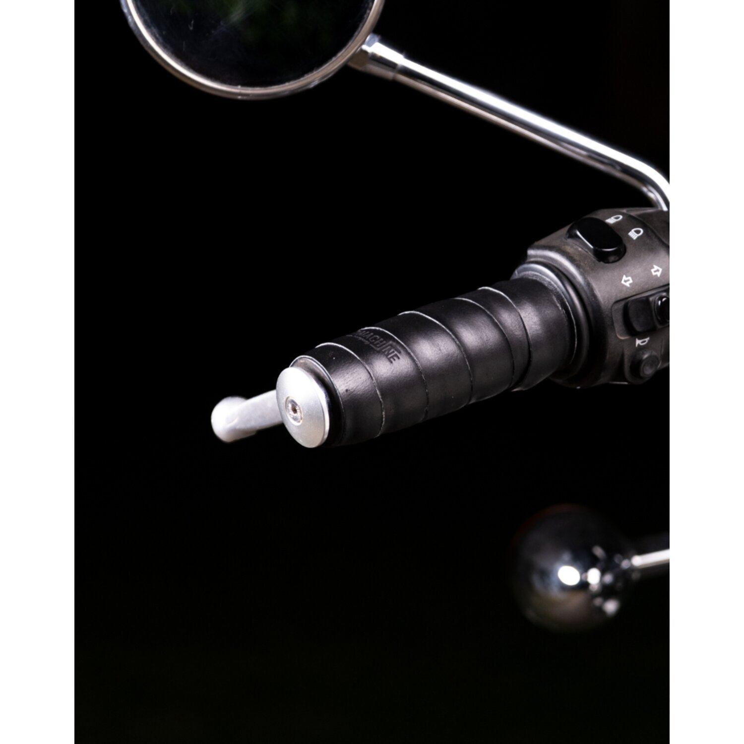 Trip Machine, leather handlebar grip wraps, Black