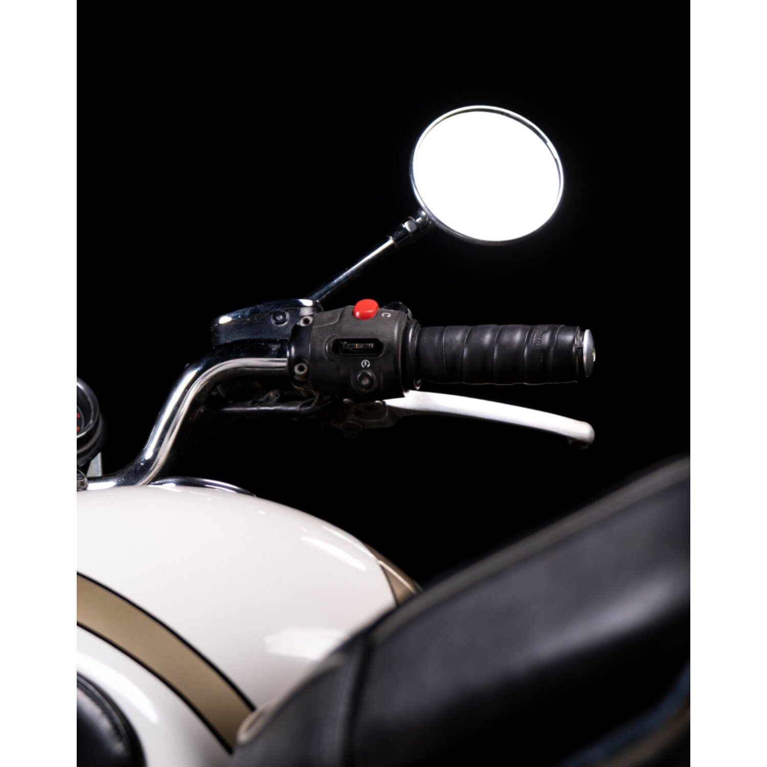 Trip Machine, leather handlebar grip wraps, Black