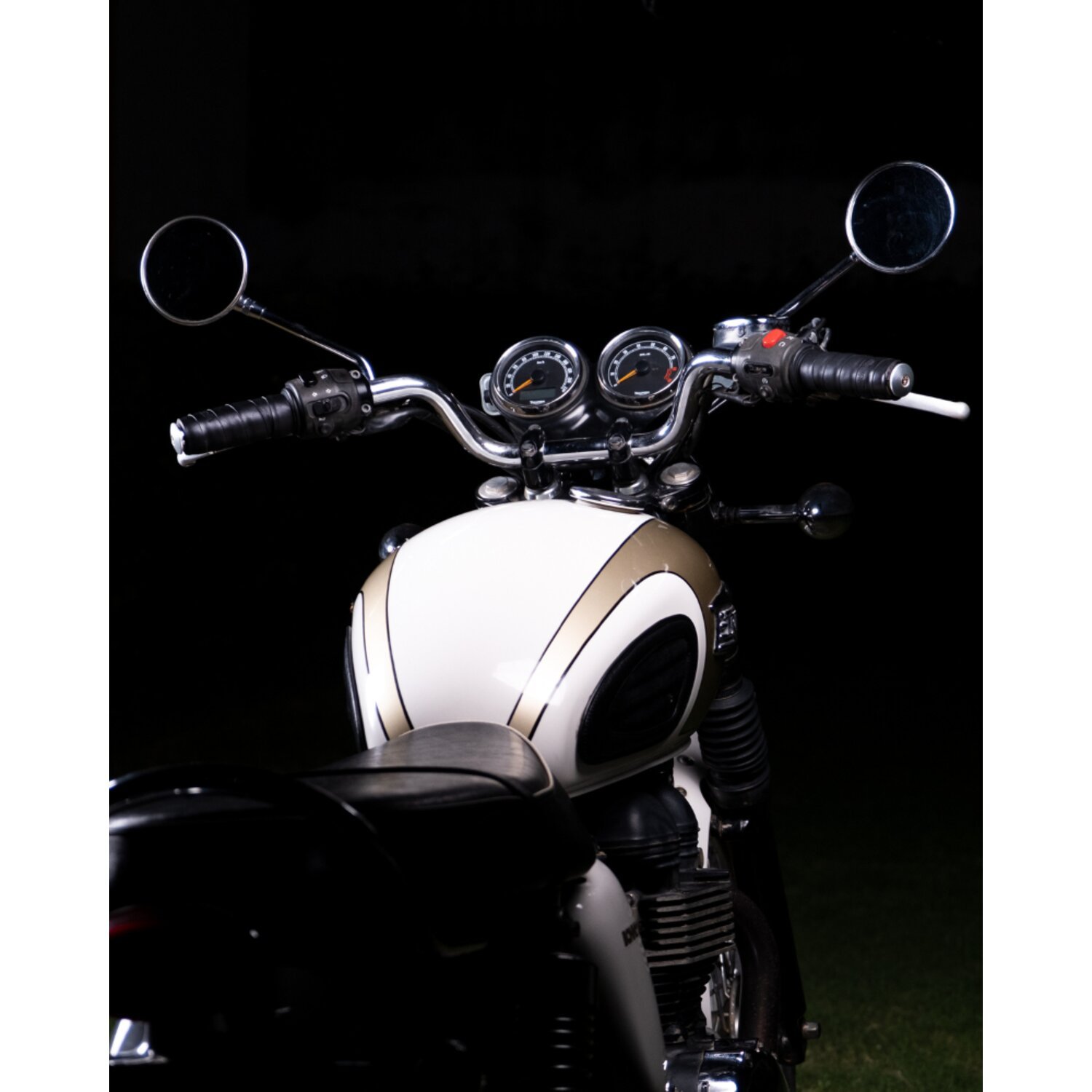 Trip Machine, leather handlebar grip wraps, Black