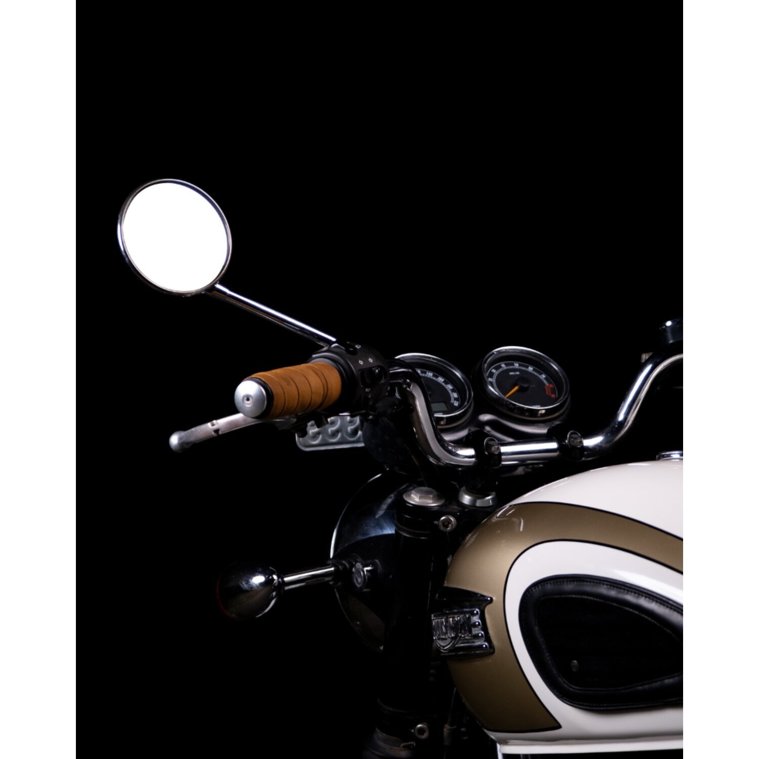 Trip Machine, leather handlebar grip wraps, tan