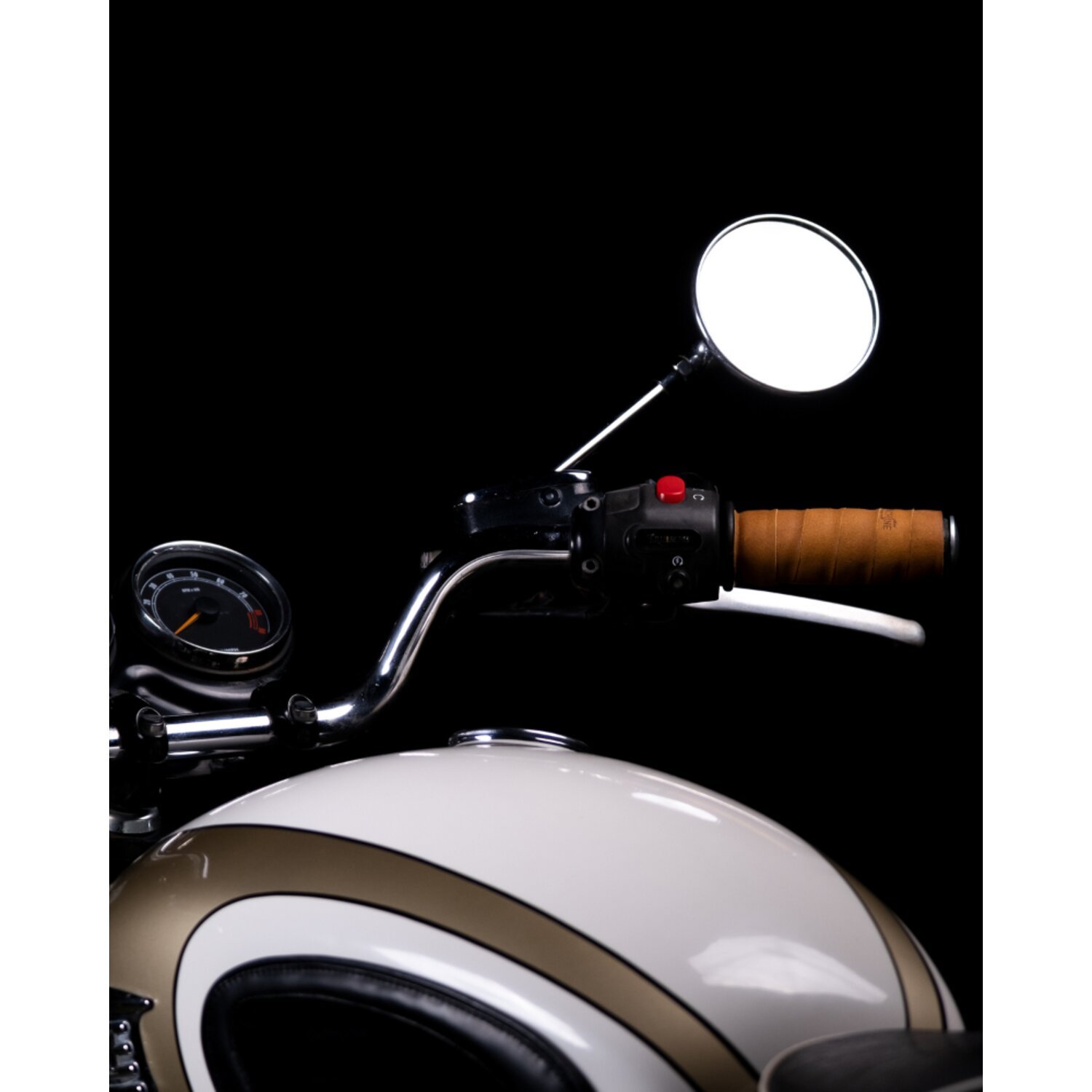 Trip Machine, leather handlebar grip wraps, tan