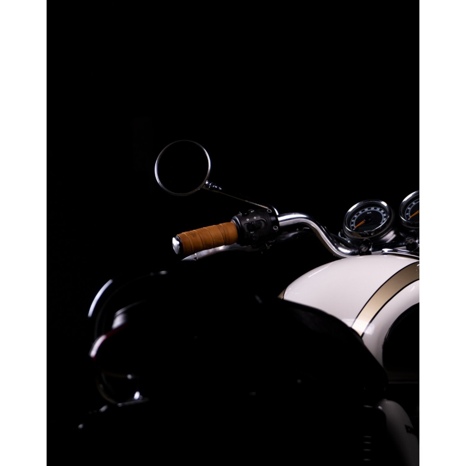 Trip Machine, leather handlebar grip wraps, tan
