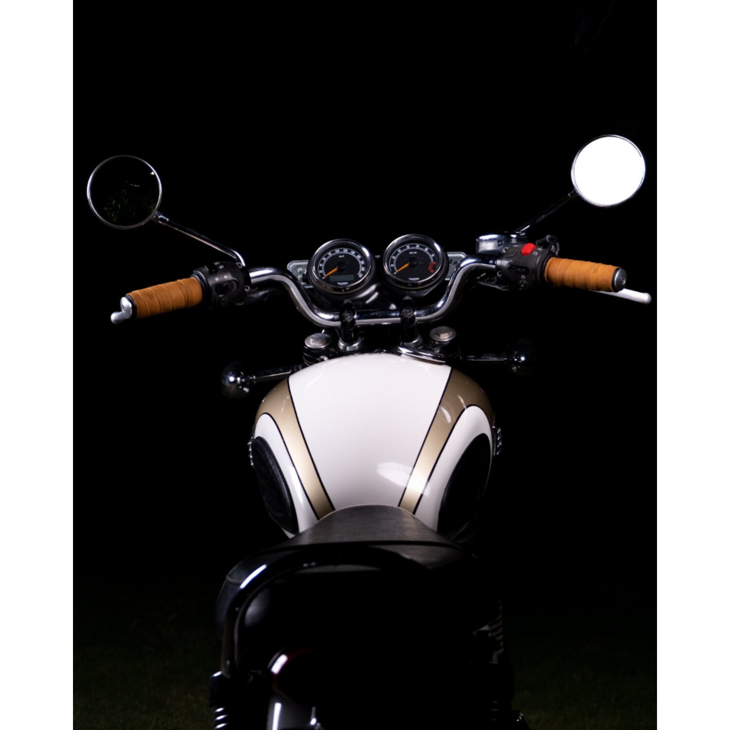 Trip Machine, leather handlebar grip wraps, tan