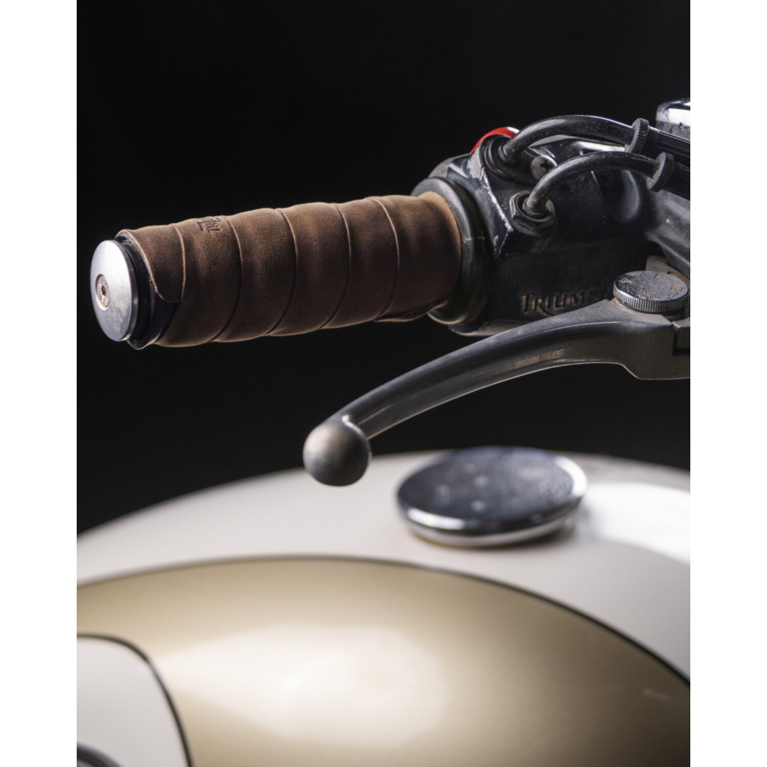 Trip Machine, leather handlebar grip wraps, tobacco brown