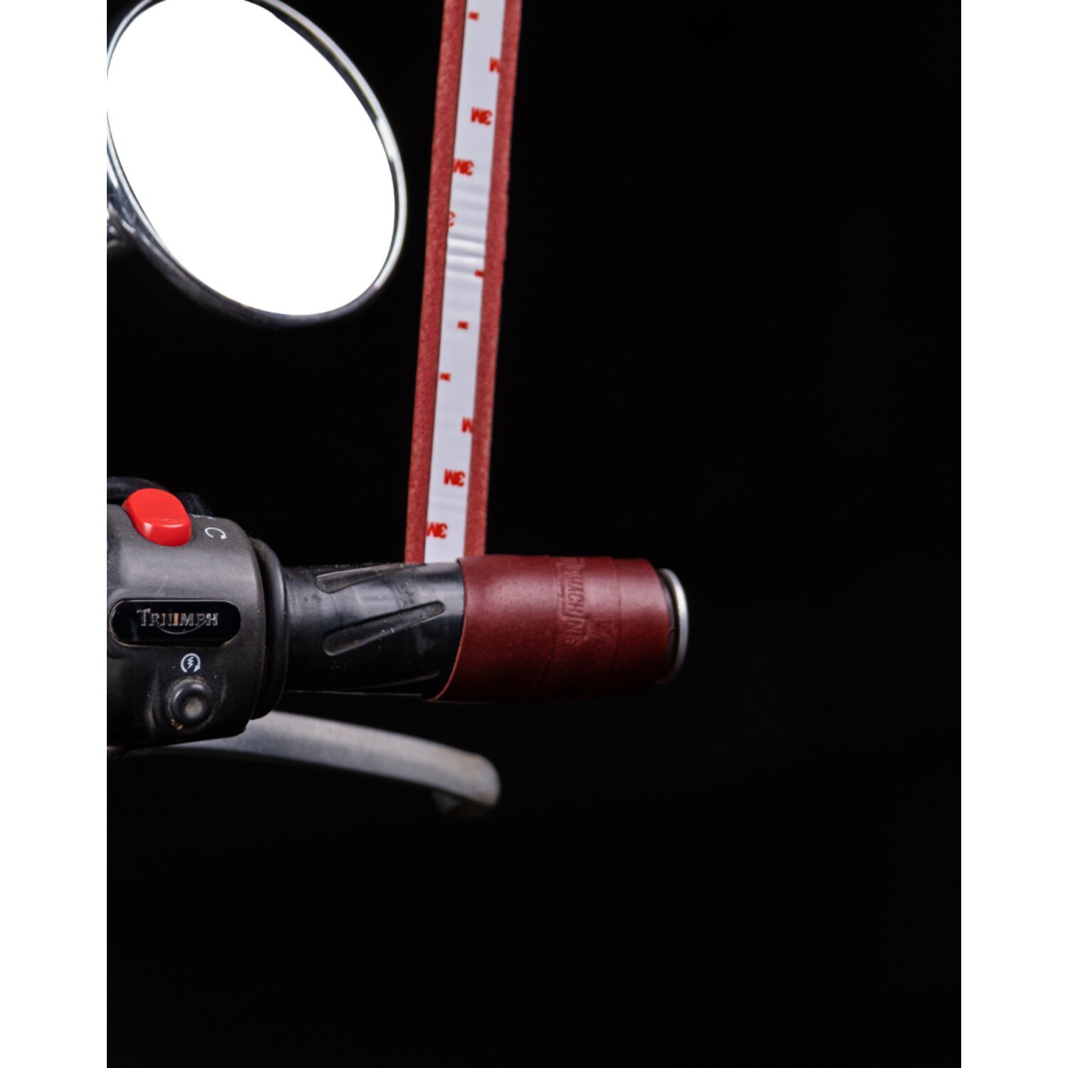 Trip Machine, leather handlebar grip wraps, cherry Red, Red