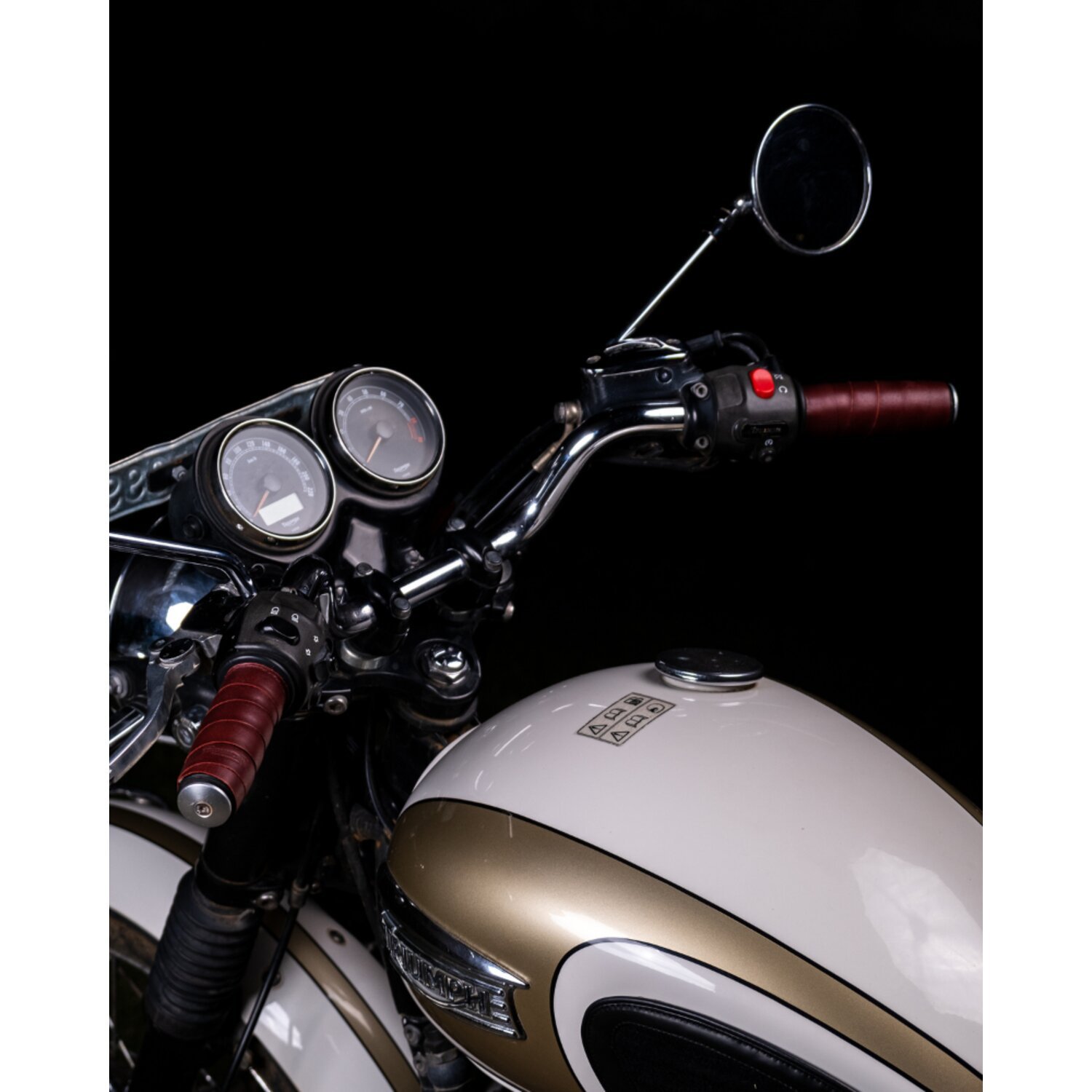 Trip Machine, leather handlebar grip wraps, cherry Red, Red