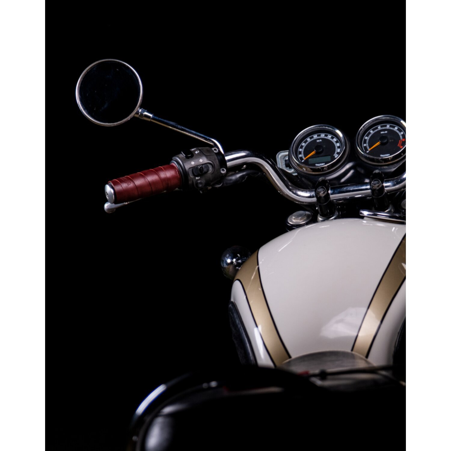 Trip Machine, leather handlebar grip wraps, cherry Red, Red