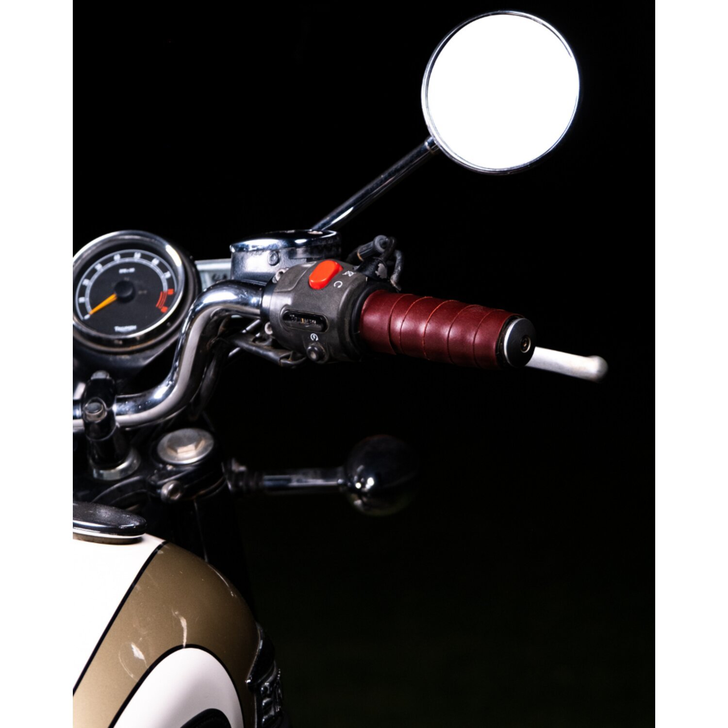 Trip Machine, leather handlebar grip wraps, cherry Red, Red