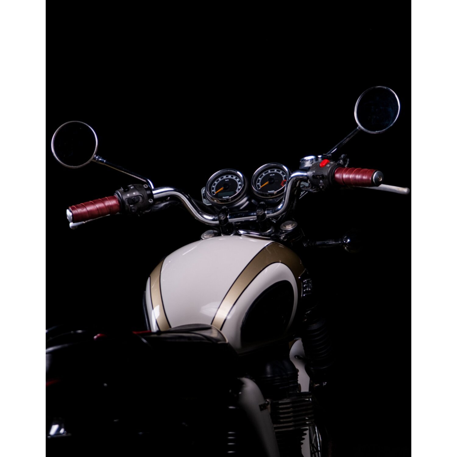 Trip Machine, leather handlebar grip wraps, cherry Red, Red