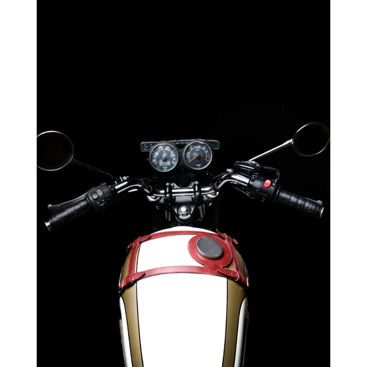 Trip Machine, leather handlebar grip wraps. Black perforated