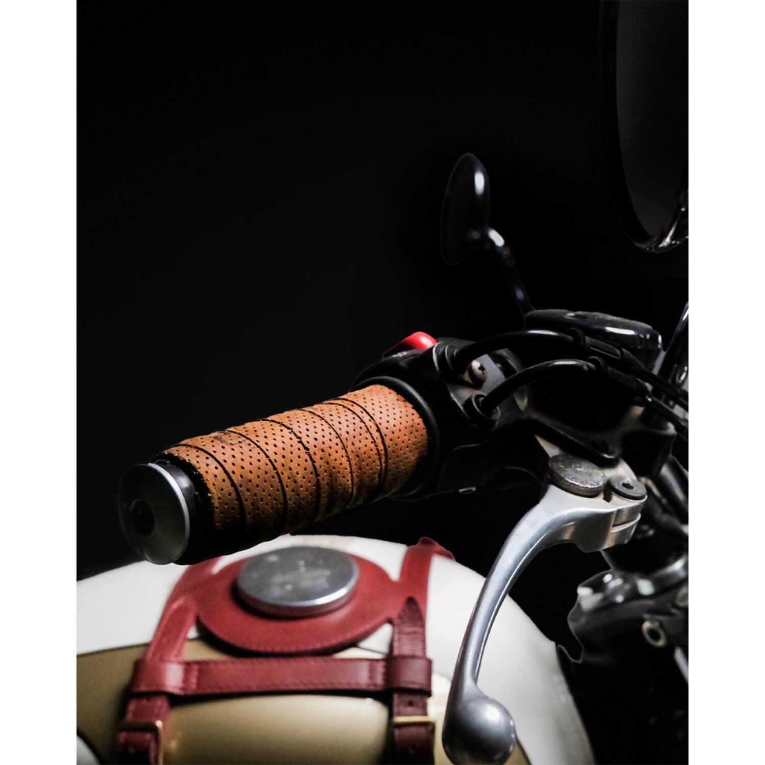 Trip Machine, handlebar grip wraps. Tobacco perforated, Brown