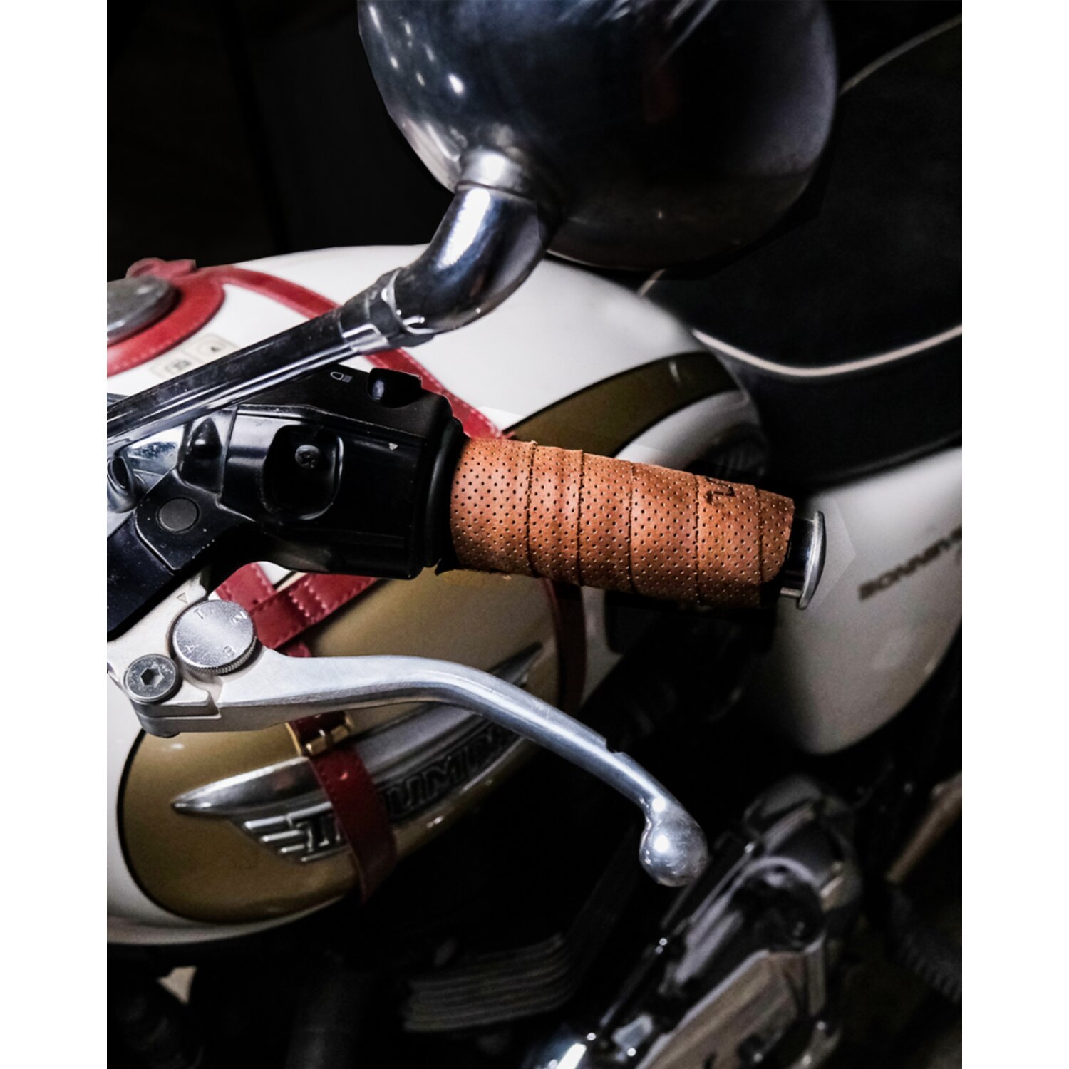 Trip Machine, handlebar grip wraps. Tobacco perforated, Brown