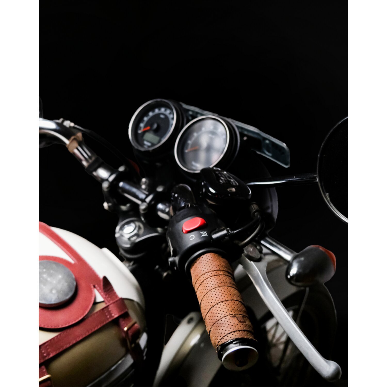 Trip Machine, handlebar grip wraps. Tobacco perforated, Brown