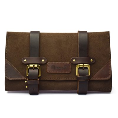 Handmade from genuine heavy duty leather for strength and endurance. Installs to the bike with ease. The special water resistant suede ensures that weather will have little effect on the bag. Here’s what spaces it contains: 6 slots for Allen keys (hex keys), 10 slots for spanners / wrenches, 4 additional slots for pliers/ screw drivers and a zipper pocket for the rest. 
Dimensions closed: 17cm diameter x 27cm long. 
Dimensions open: 43cm high x 27cm wide. 