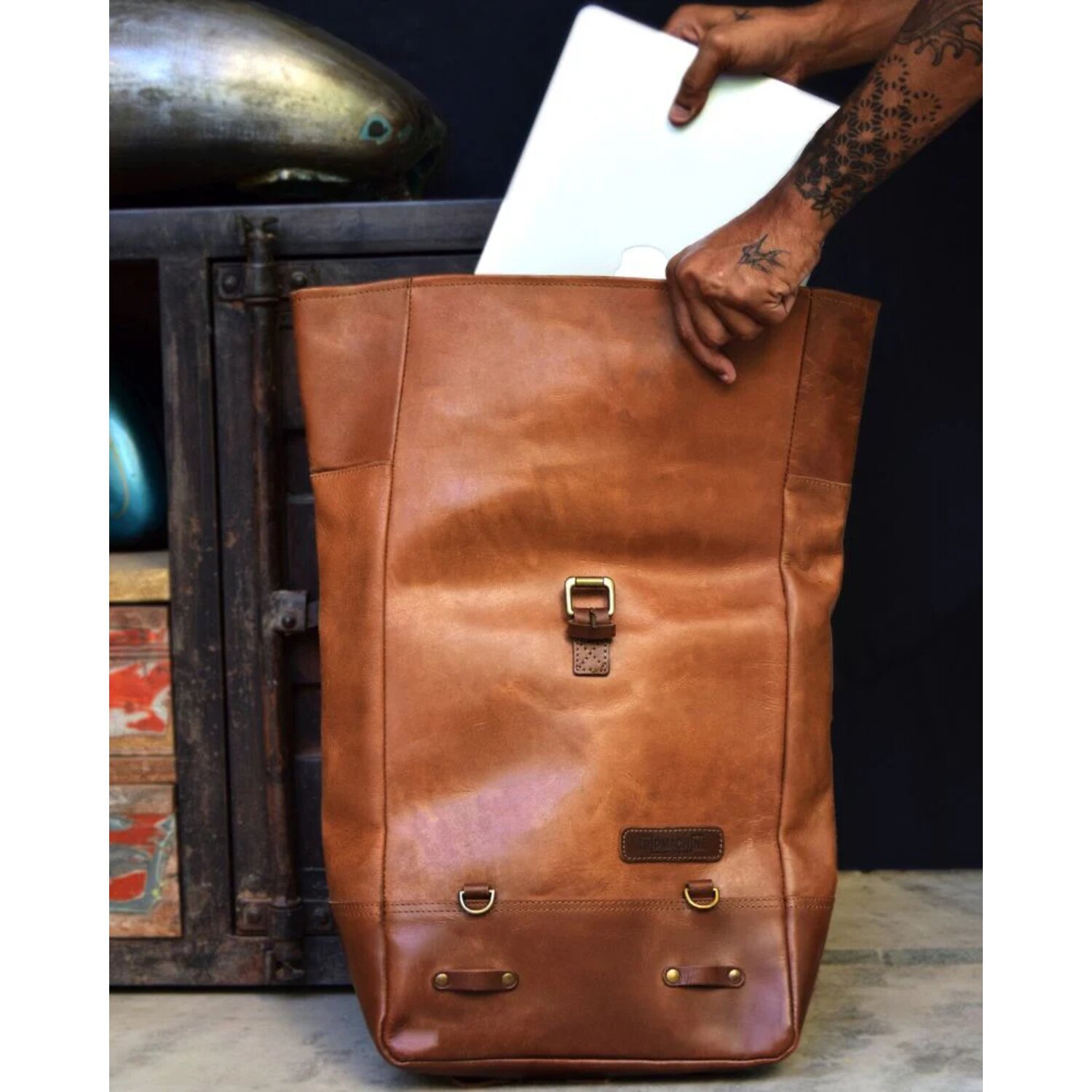 Trip Machine Backpack panniers vintage tan, Brown