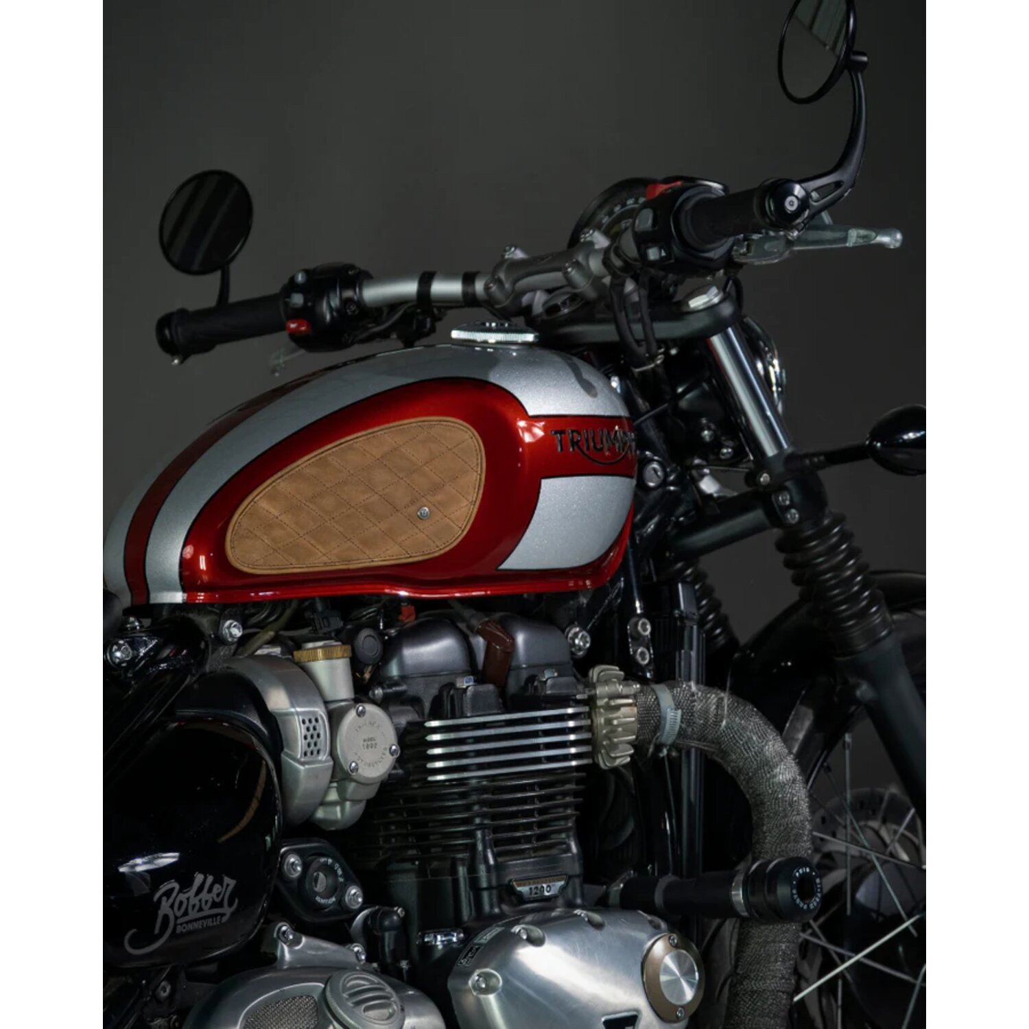 Trip Machine, Diamond leather gas tank pad set, tobacco