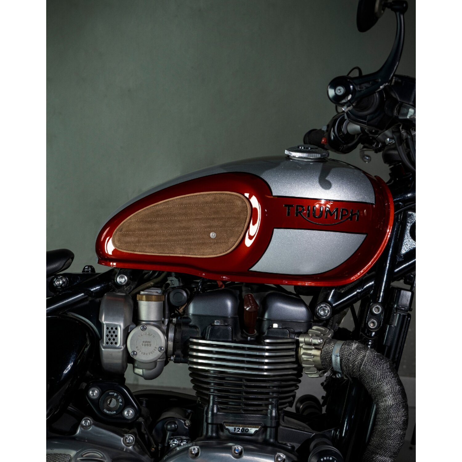 Trip Machine, Classic leather tank pad set. S, tobacco