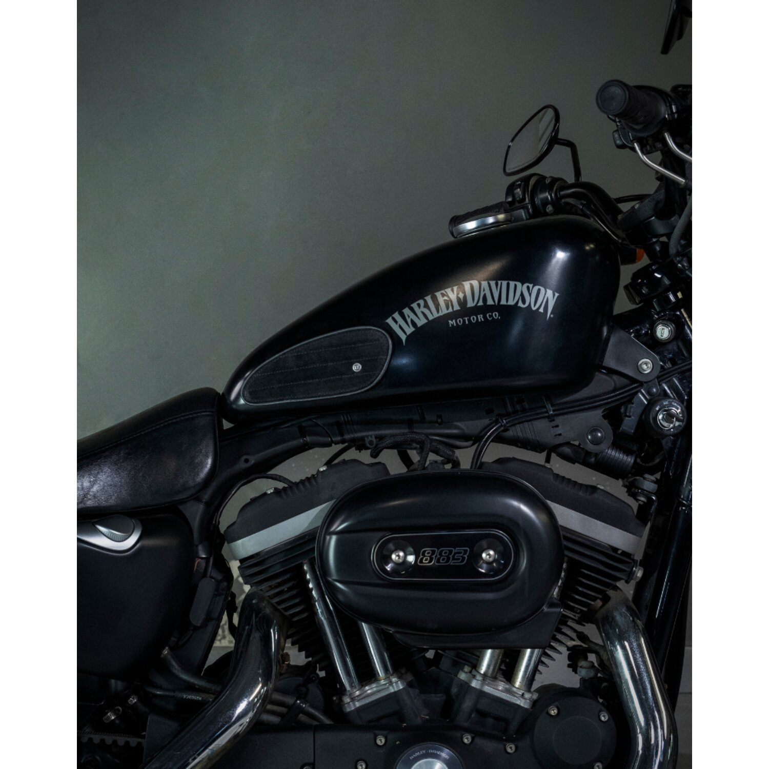 Trip Machine, Mini Classic leather tank pads. Black suede