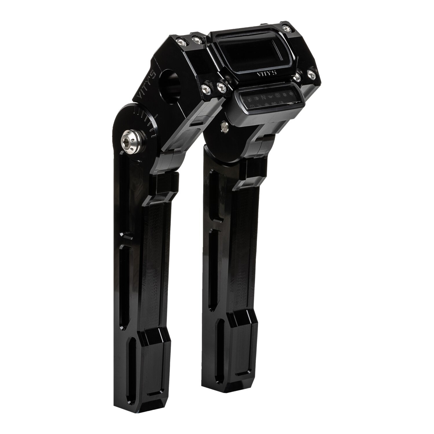 Vity's Design, 8" adjustable risers. Digital gauge, Black, Anodized
