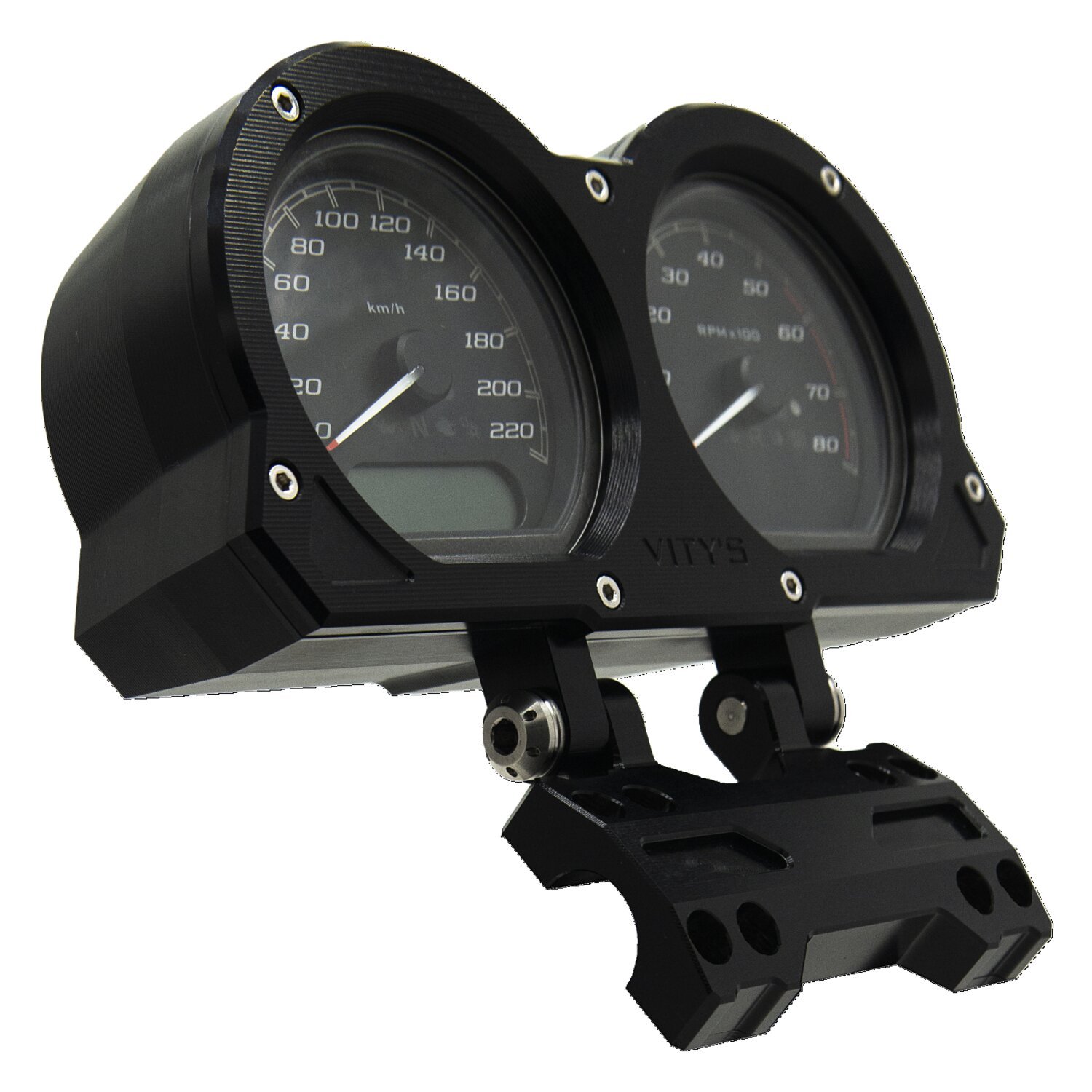 Vity's Design, adjustable dual gauge holder, Black, Gloss