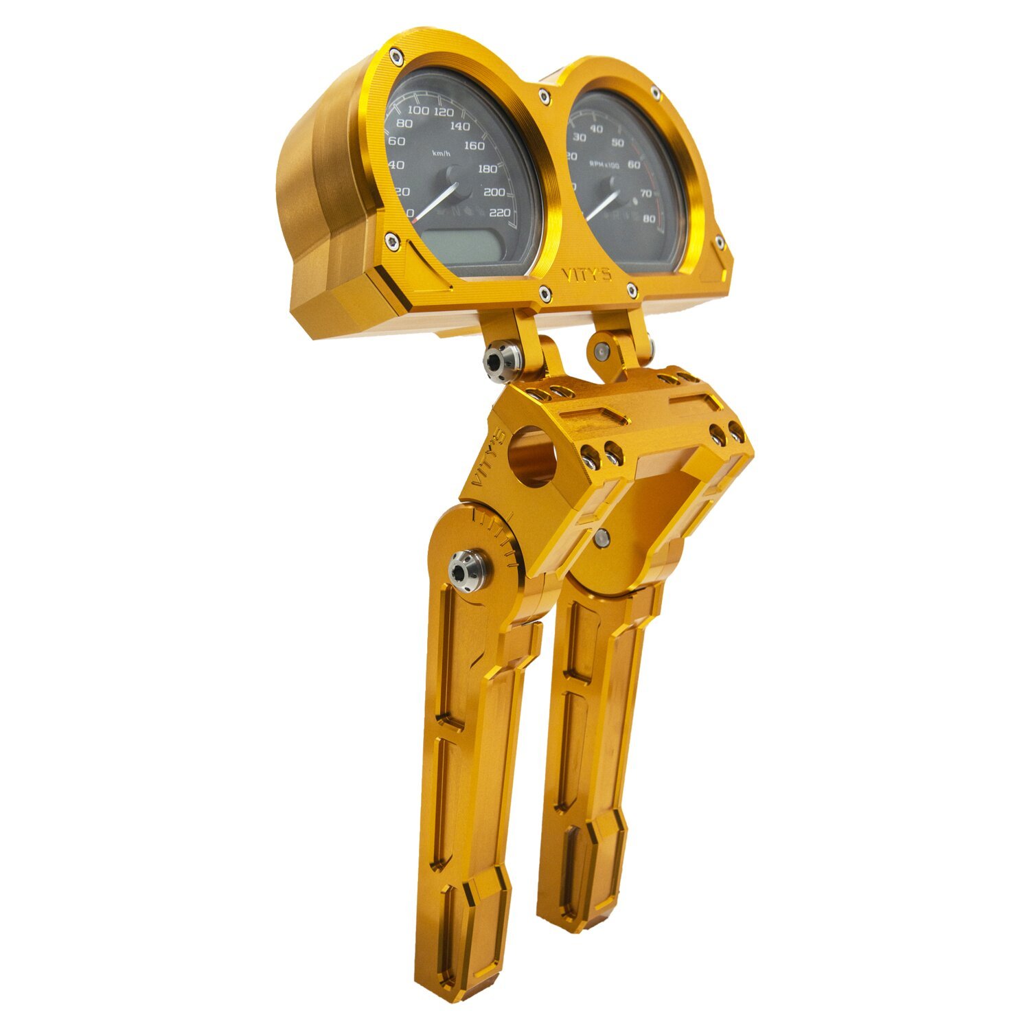 Vity's Design, adjustable dual gauge holder, Gold, Polished