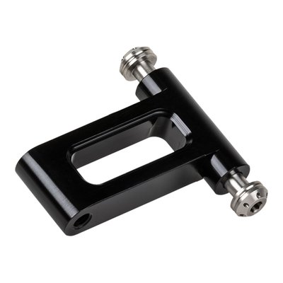 Black anodized. CNC machined aluminum bracket with hardware.
Offers 3" (76.2mm) extension (hole to hole length). 
Compatible with Vity's Design adjustable gauge (instrument/cup) holders for Vity's adjustable risers. 
Used to further increase instrument mount angle and position options. 