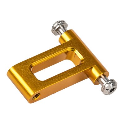 Gold anodized. CNC machined aluminum bracket with hardware. 
Offers 3" (76.2mm) extension (hole to hole length). 
Compatible with Vity's Design adjustable gauge (instrument/cup) holders for Vity's adjustable risers. 
Used to further increase instrument mount angle and position options. 