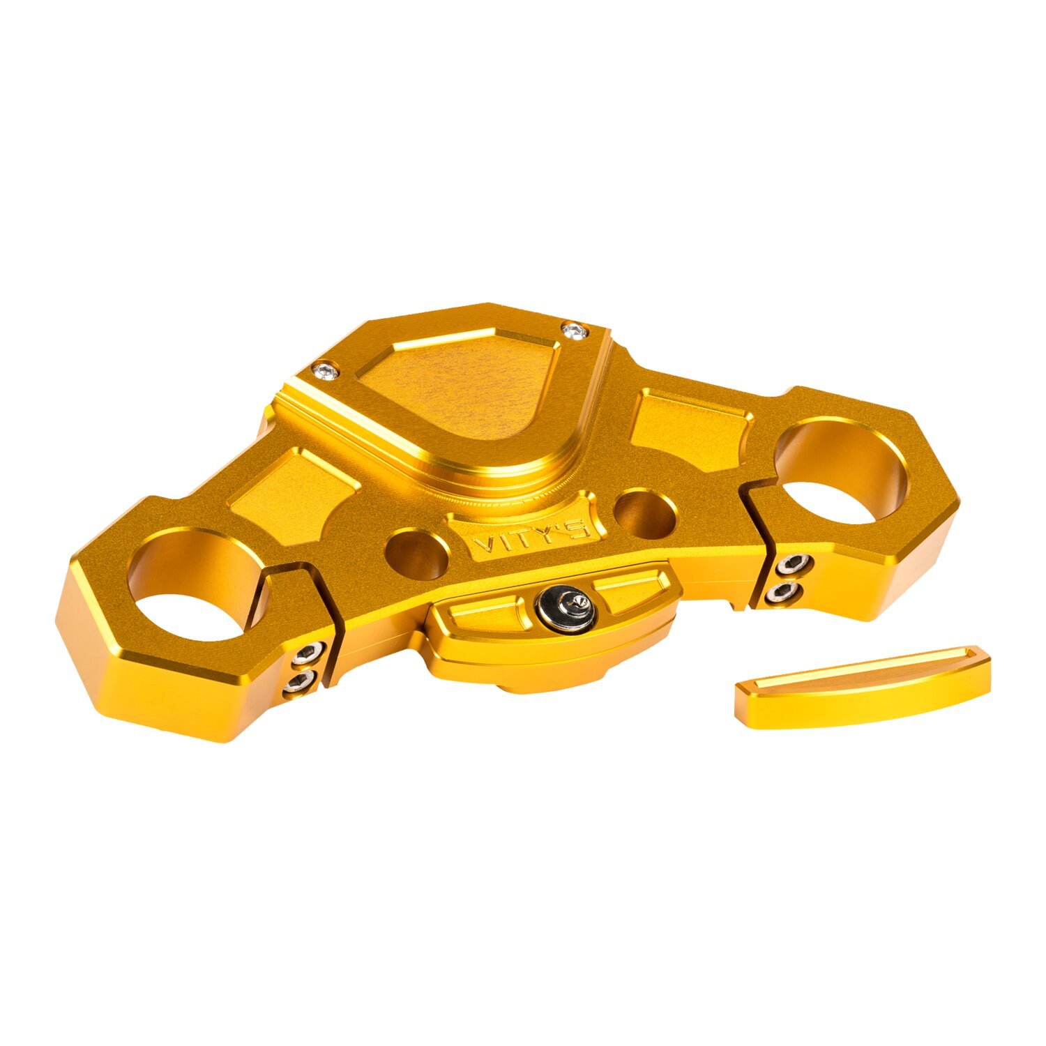 Vity's Design, Racing Design top triple tree. Lock, Gold, Polished