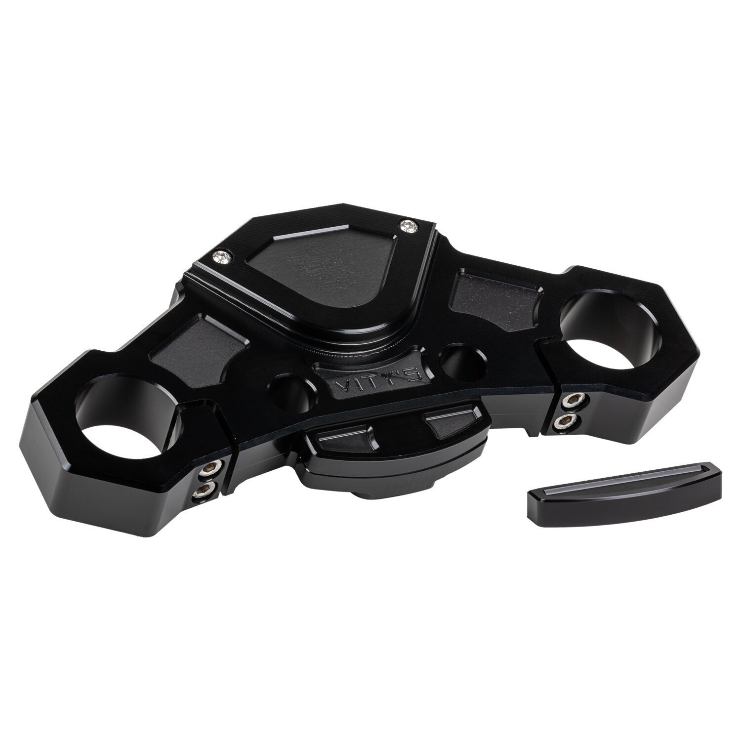 Vity's Design, Racing Design top triple tree. No lock, Black, Gloss