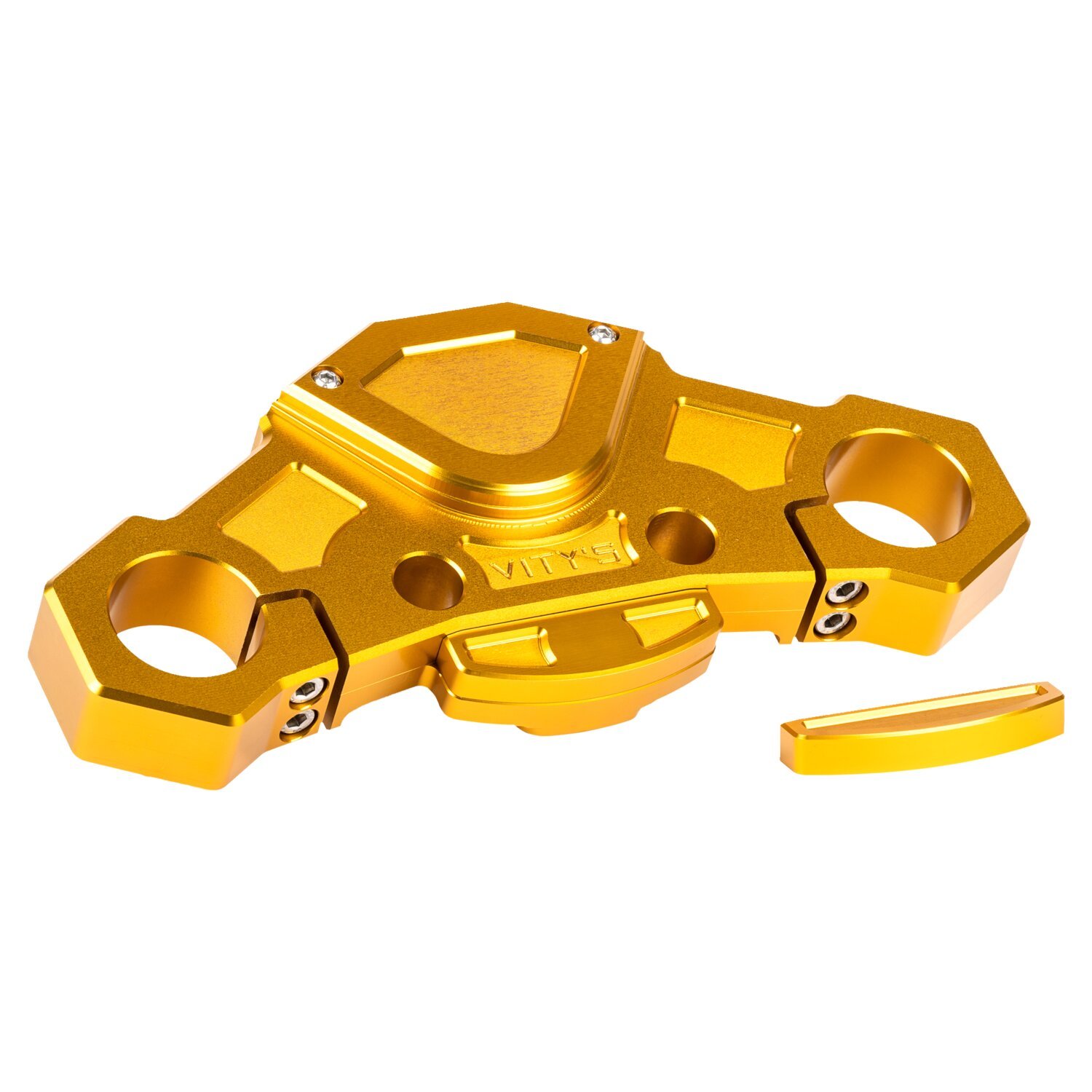Vity's Design, Racing Design top triple tree. No lock, Gold, Polished