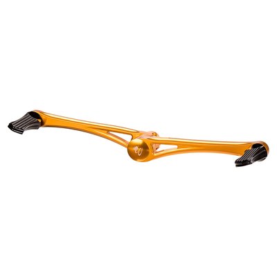 Gold anodized finish. Added convenience with toe operated down shifts and heel up shifts. 4-axis CNC machined from billet aluminum. Vity's Design manufactures products for those not shy of some attention. Designed as a balanced mix between the refined grace of classic elegance and a radical retro head turner. Apart from the visual stimulance, Vity's attention to detail is nothing less than extraordinary. For those on route to glamour and grace, these are the shifter arms that'll help you shift into previously unknown custom levels. Perfect to style match with other Vity's Design 'Diamond' products. 
Note: Will not fit models with fairing lowers.