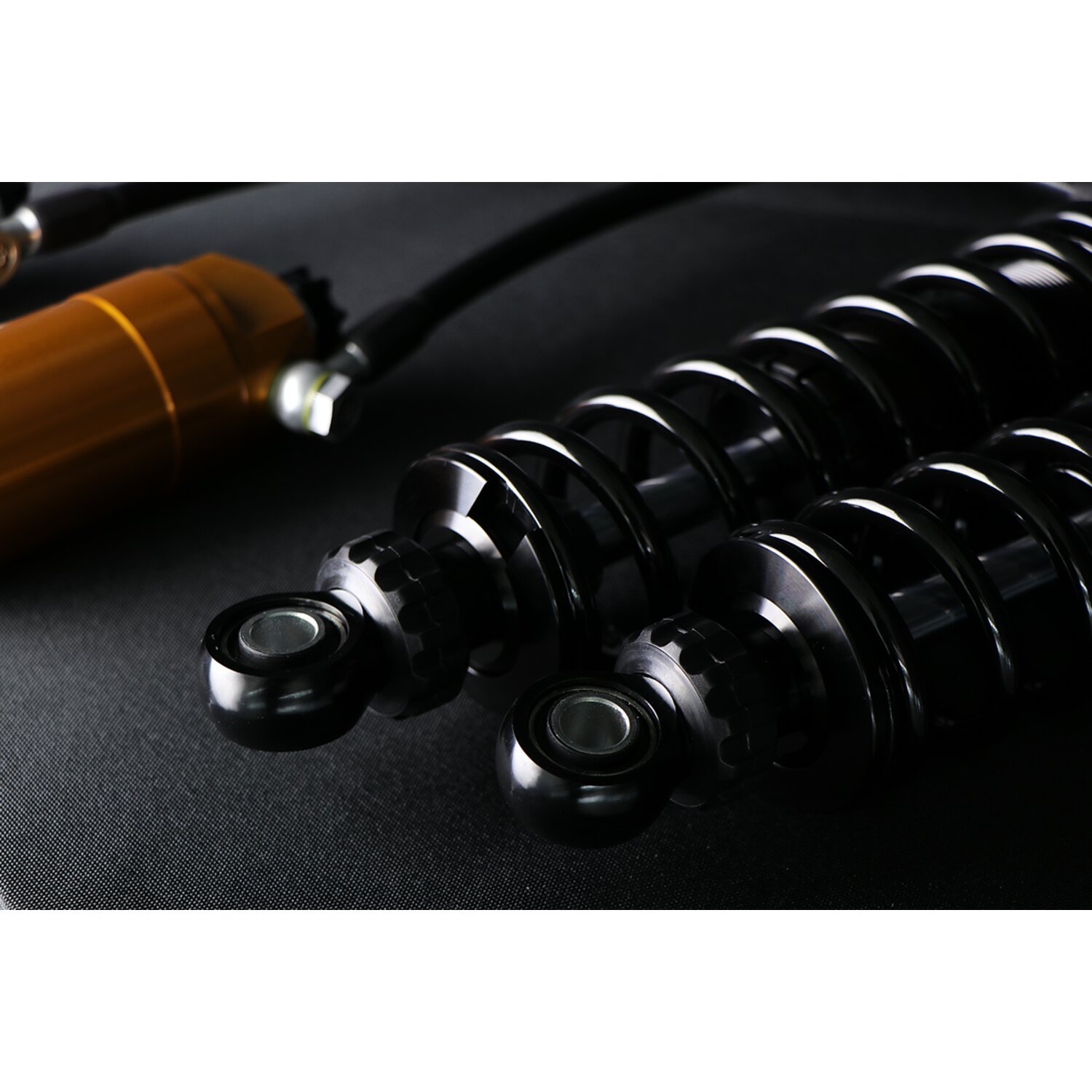 Öhlins, STX36 Blackline rear shocks golden reservoir. 12", Gloss