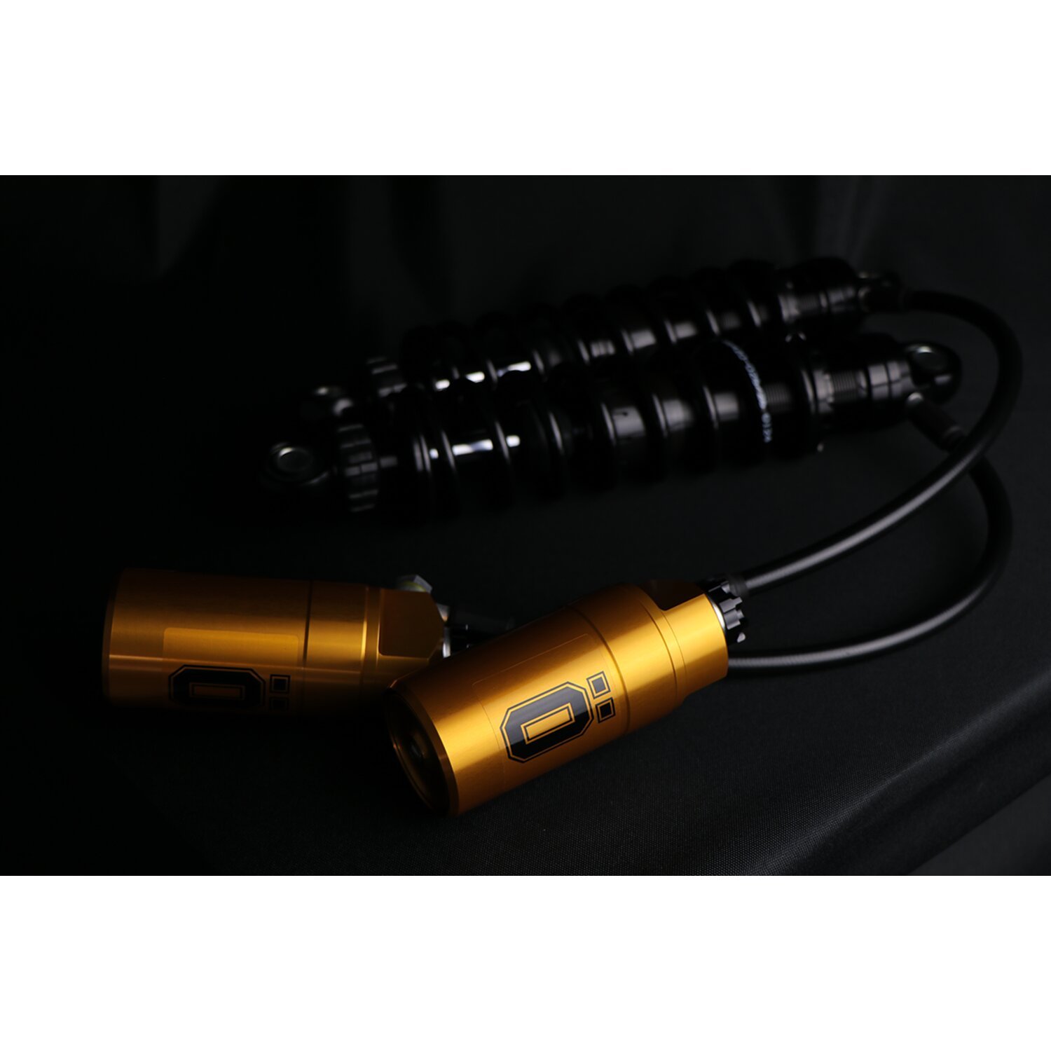 Öhlins, STX36 Blackline rear shocks golden reservoir. 12", Gloss