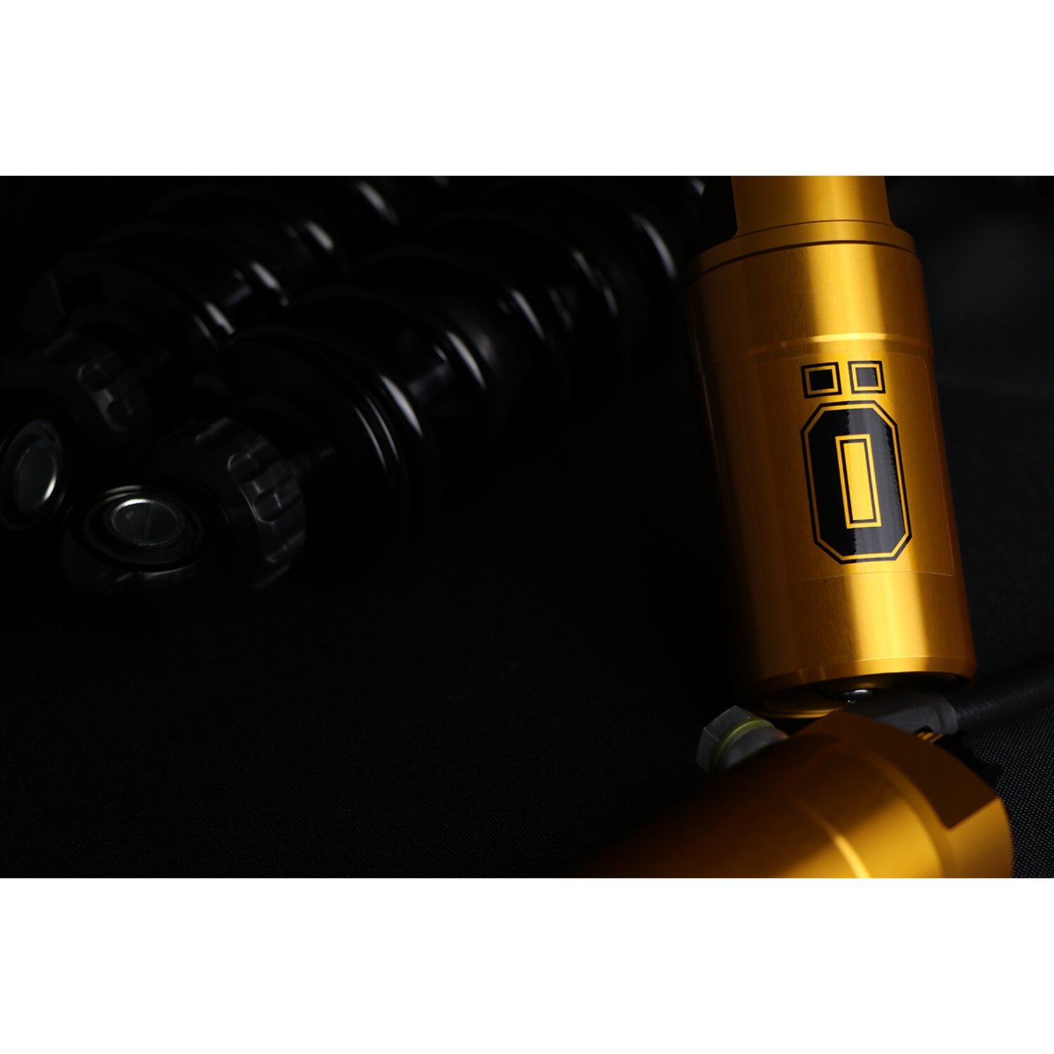 Öhlins, STX36 Blackline rear shocks golden reservoir. 12", Gloss