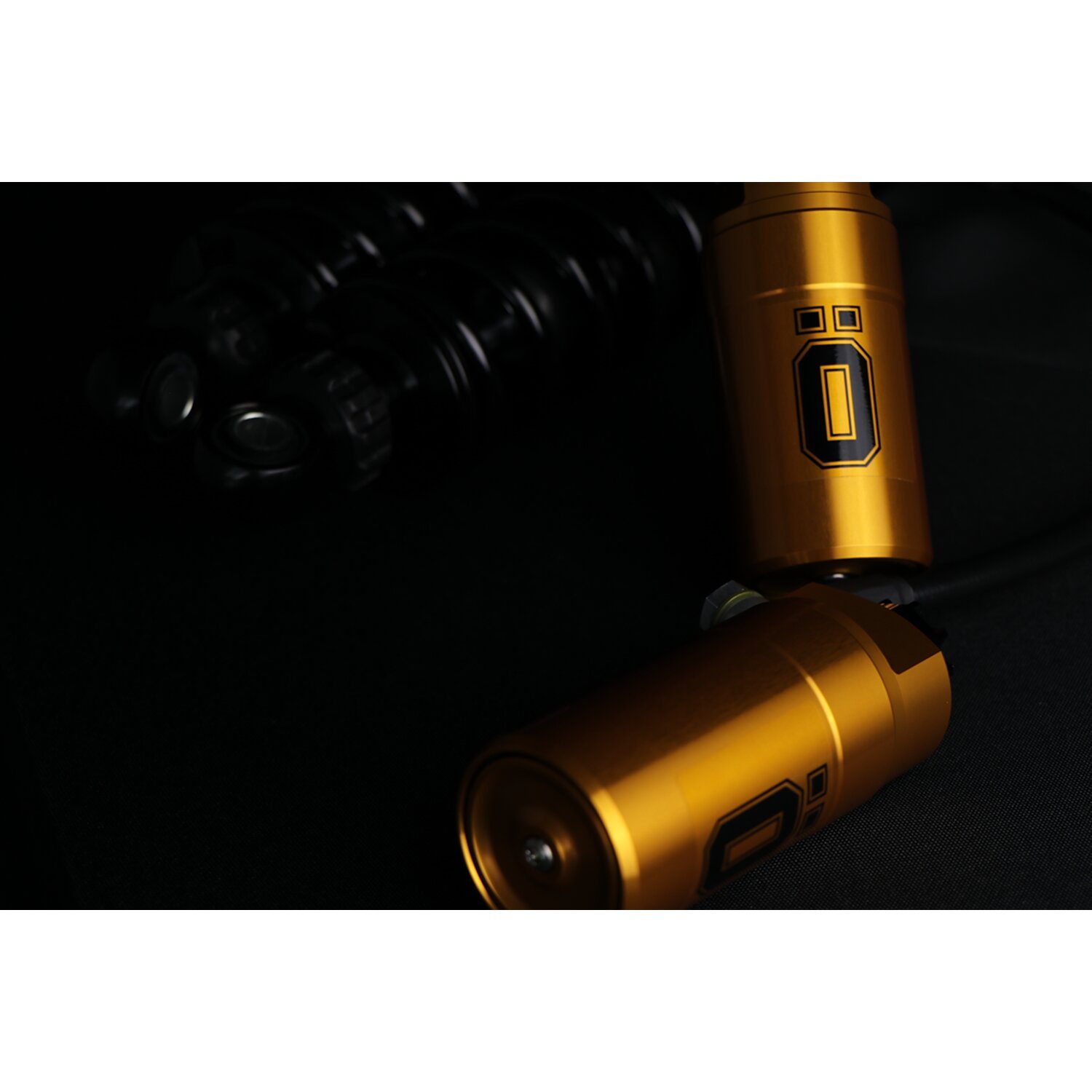 Öhlins, STX36 Blackline rear shocks golden reservoir. 12", Gloss
