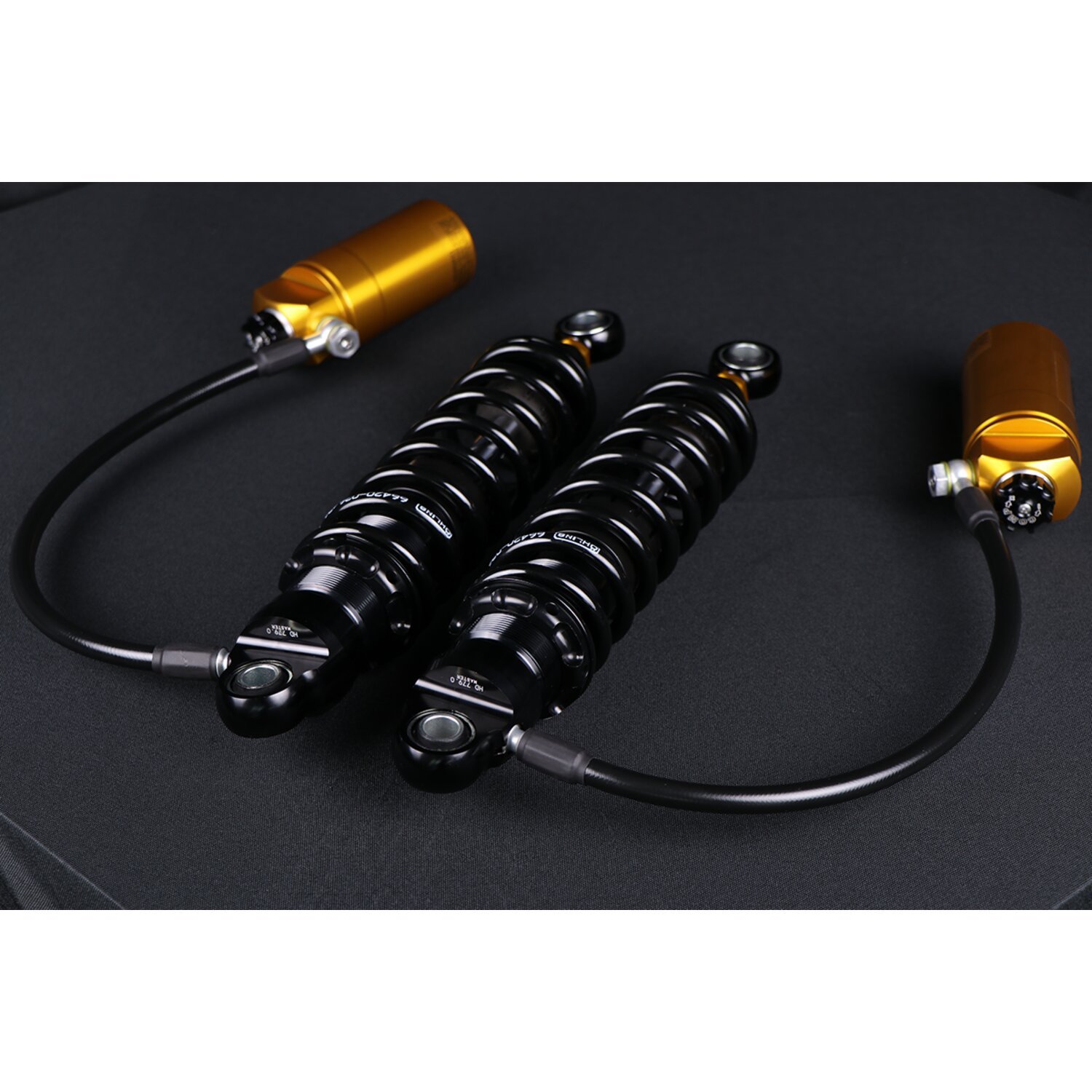 Öhlins, STX36 Blackline rear shocks golden reservoir. 13", Gloss