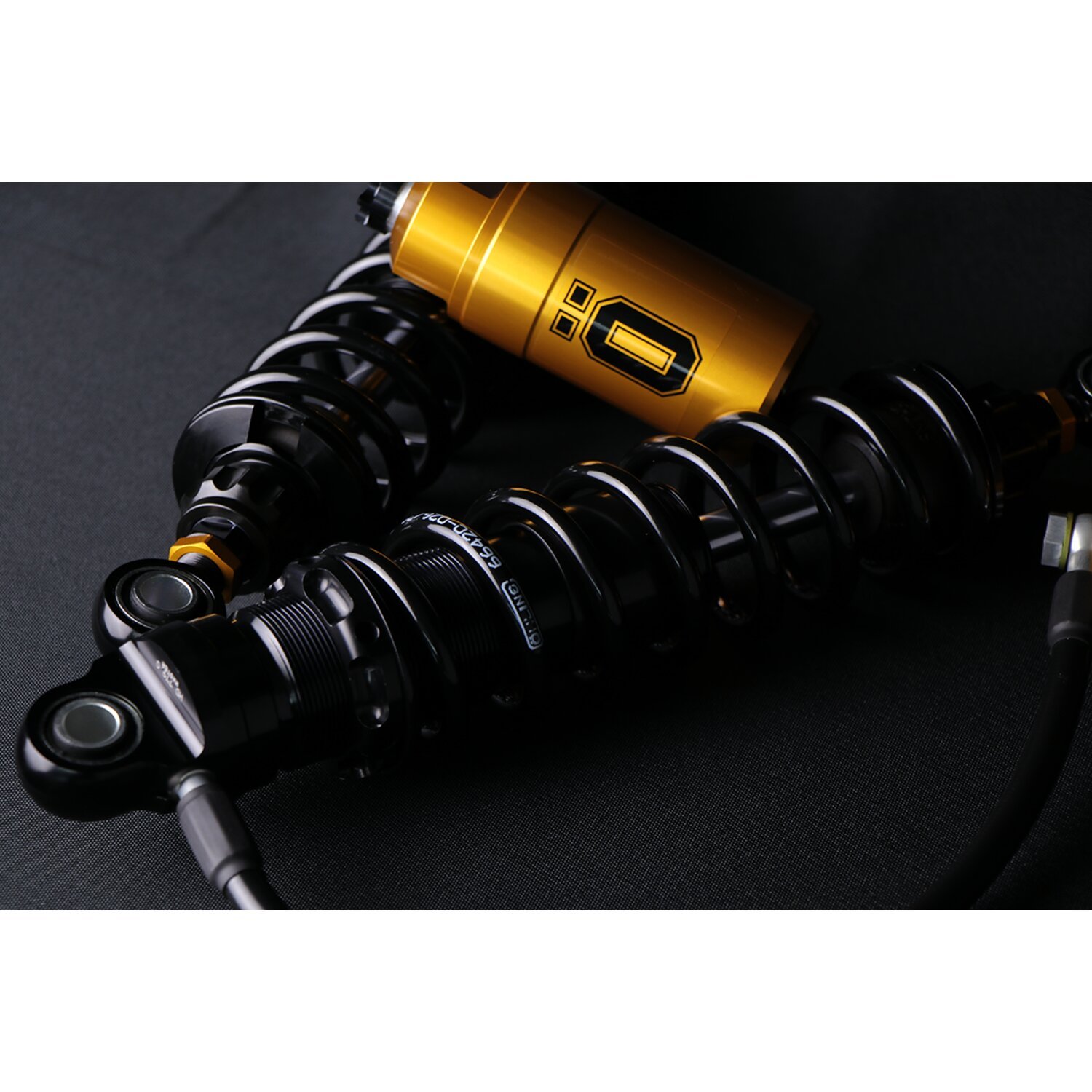 Öhlins, STX36 Blackline rear shocks golden reservoir. 13", Gloss