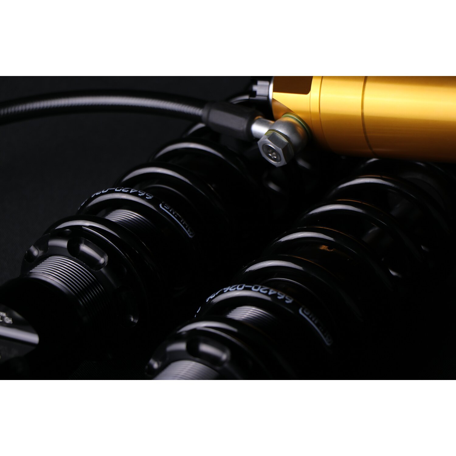 Öhlins, STX36 Blackline rear shocks golden reservoir. 13", Gloss