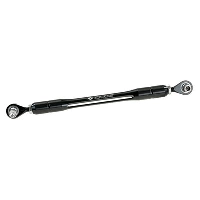 Black anodized finish. CNC machined from solid billet aluminum. Engineered to be a rigid and lightweight construction to contribute to quick & precise shift actions as required for performance baggers. Good looks and great performance in one package. Includes installation hardware.
Adjustable from minimum length 9.75" (24.8cm) to maximum 11.25" (28.6cm) mount hole to mount hole.