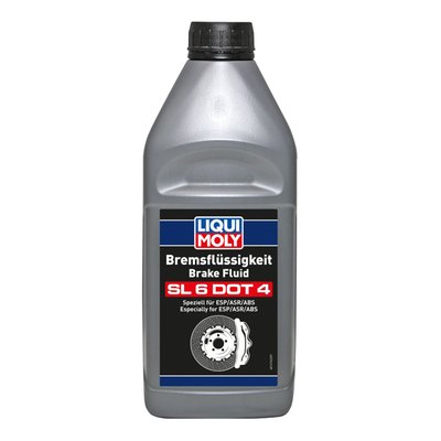 Language label D-GB. 
Synthetic brake fluid based on glycol ethers and their boric acid esters. Contains effective corrosion inhibitors and antioxidant additives. Specially developed to extend the operating life of components in the hydraulic brake and clutch systems. High boiling point and wet boiling point, thus ensuring safe braking even after the absorption of some moisture over an extended period of use. Special moisture scavengers help prevent the formation of steam bubbles. Well-suited for use with hydraulic brake and clutch systems in vehicles for which a synthetic brake fluid is prescribed. With its low low temperature viscosity, this brake fluid is especially suitable for brake systems equipped with modern safety systems such as ESP/DSC, ABS and/or ASR / TCS. Specifications & approvals: FMVSS 116 DOT 3 • FMVSS 116 DOT 4 • ISO 4925 Class 6 • SAE J 1703 • SAE J 1704. 
Note: Brake fluid is hygroscopic (attracts water) and must be kept in sealed containers. 
- Excellent viscosity/temperature properties 
- High thermal stability 
- Assures a high degree of lubricating action on all moving components in the hydraulic brake circuit 
- Outstanding protection against the formation of steam bubbles 
- Excellent elastomer compatibility 
- Excellent low temperature behavior 
- ESP/DSC, ABS and/or ASR / TCS compatible 
- Can be mixed with other synthetic brake fluids 
- High wet and dry boiling points 
- ERBP ≥ 260 °C 
- ERBP, wet ≥ 165 °C 