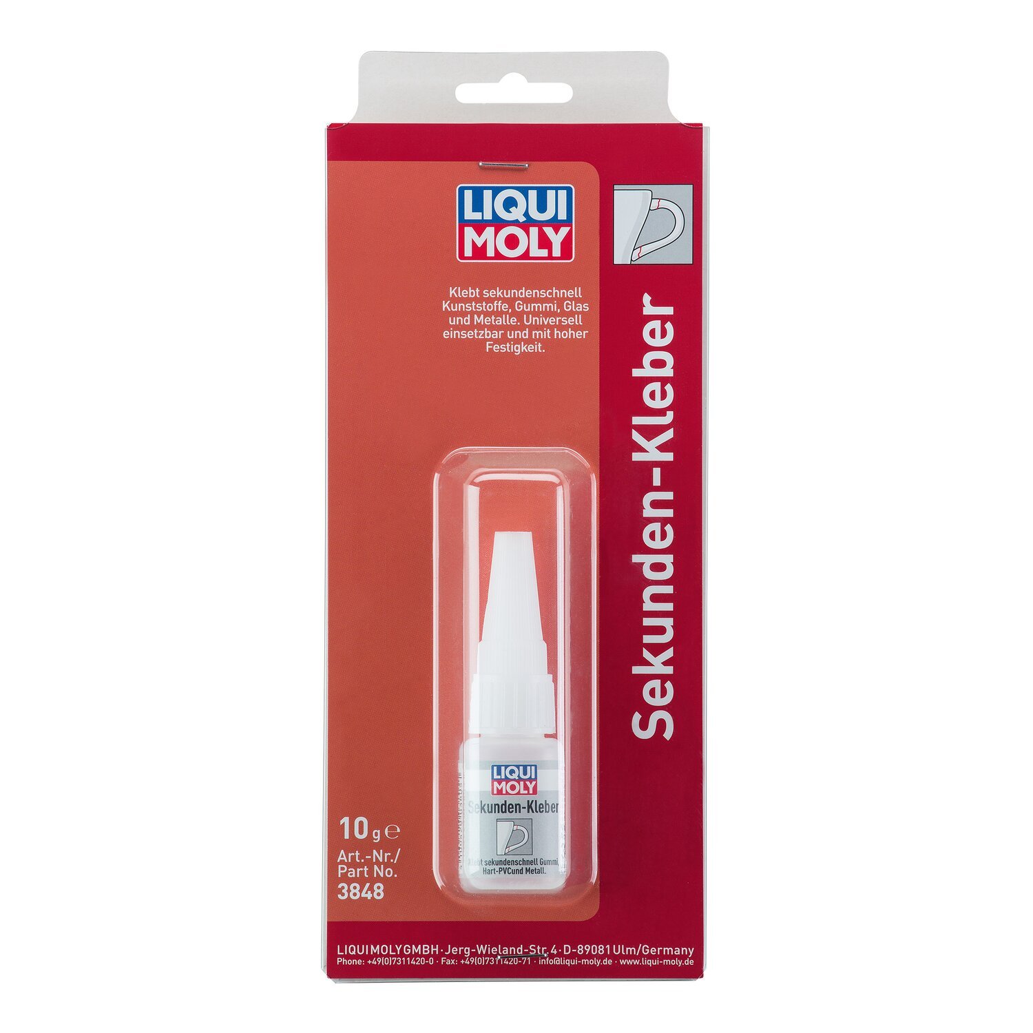 Liqui Moly, Super Glue. 10 gram bottle in blister