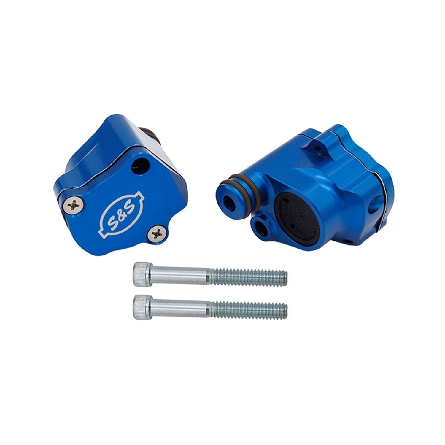 S&S, billet head breather kit for M8, Blue, Polished