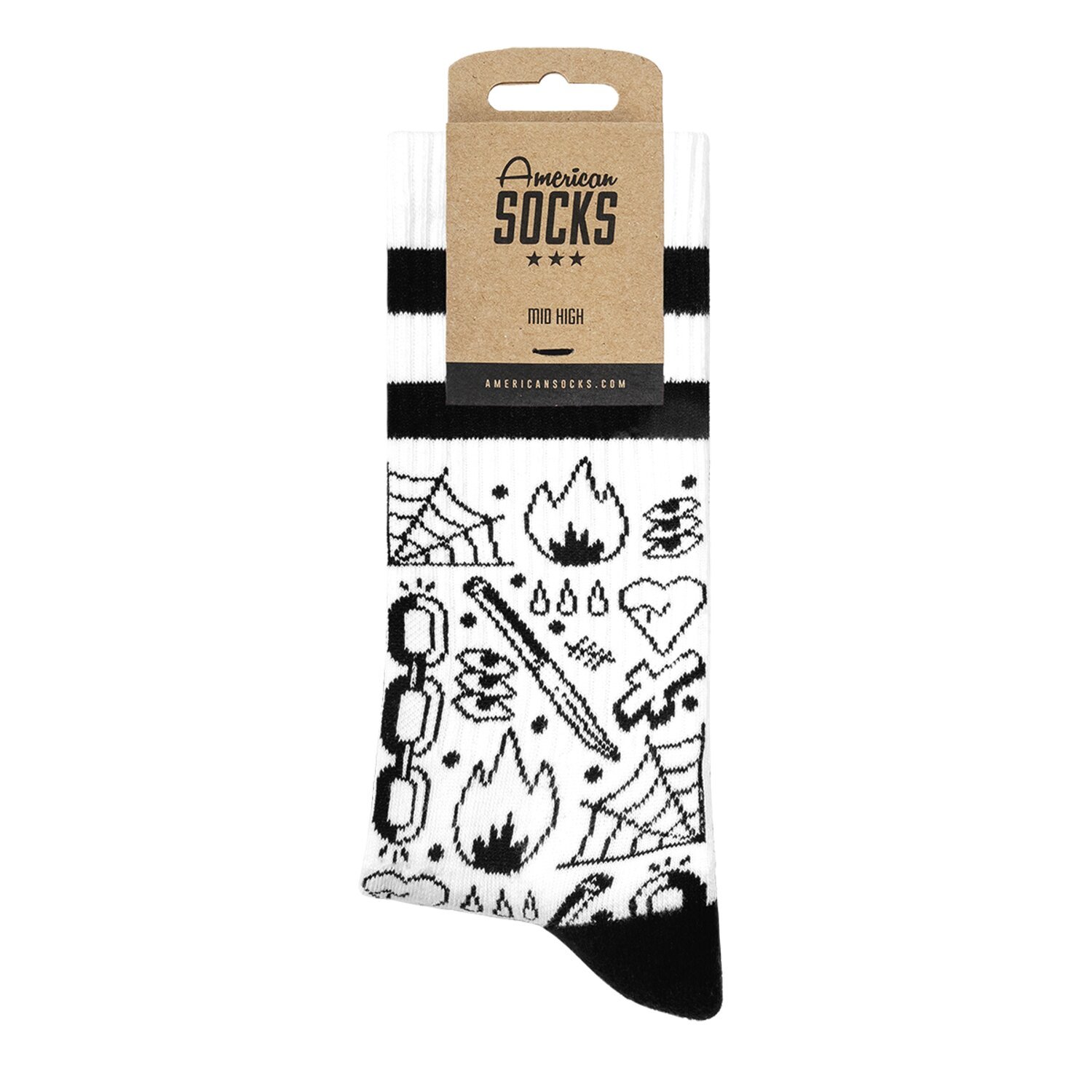 American Socks Broken Chain Mid High socks, White, One size fits most