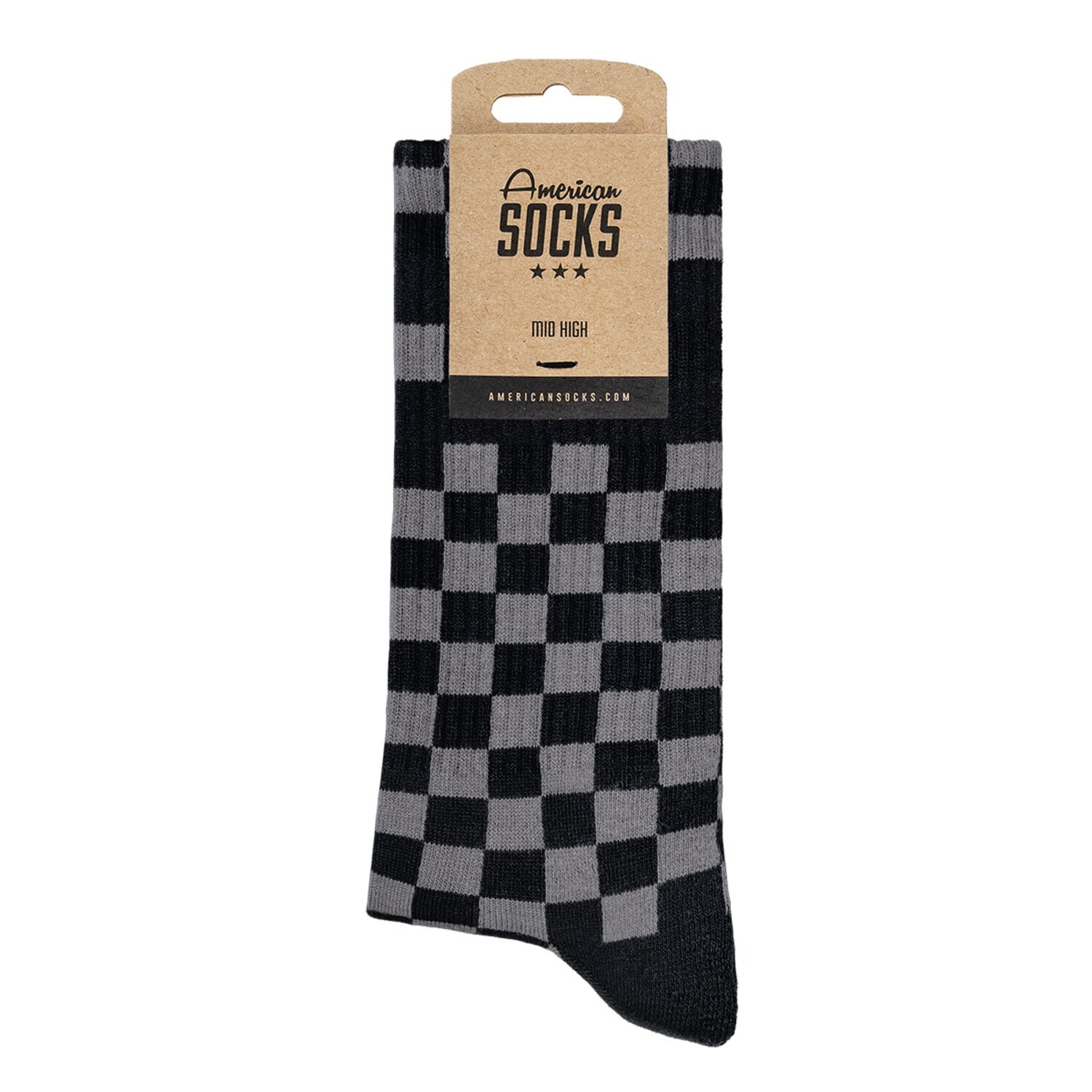 American Socks Checkerboard Mid High classic socks, Gray, One size fits most