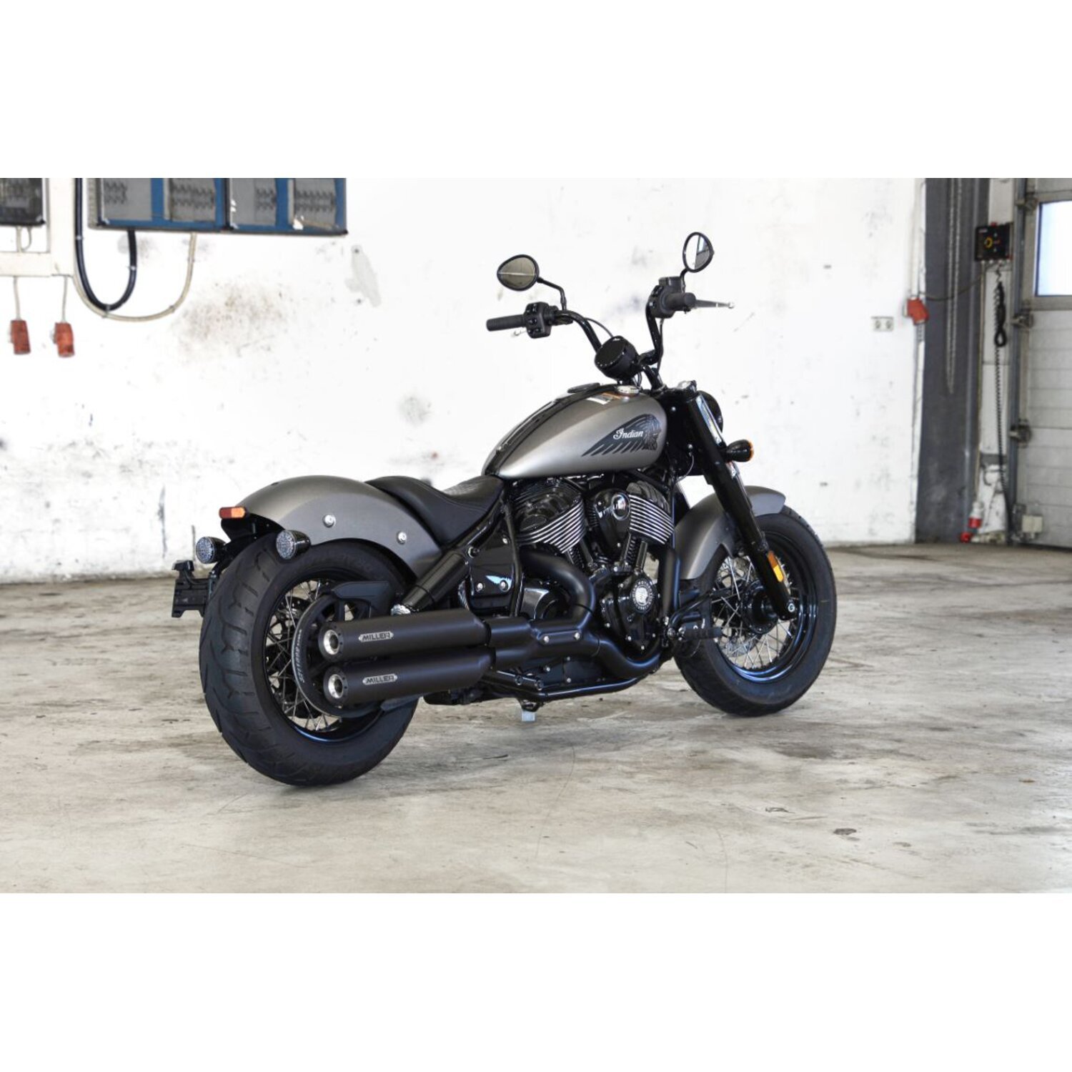Miller, Omaha Euro 5 Slip-On mufflers, Black, Matte