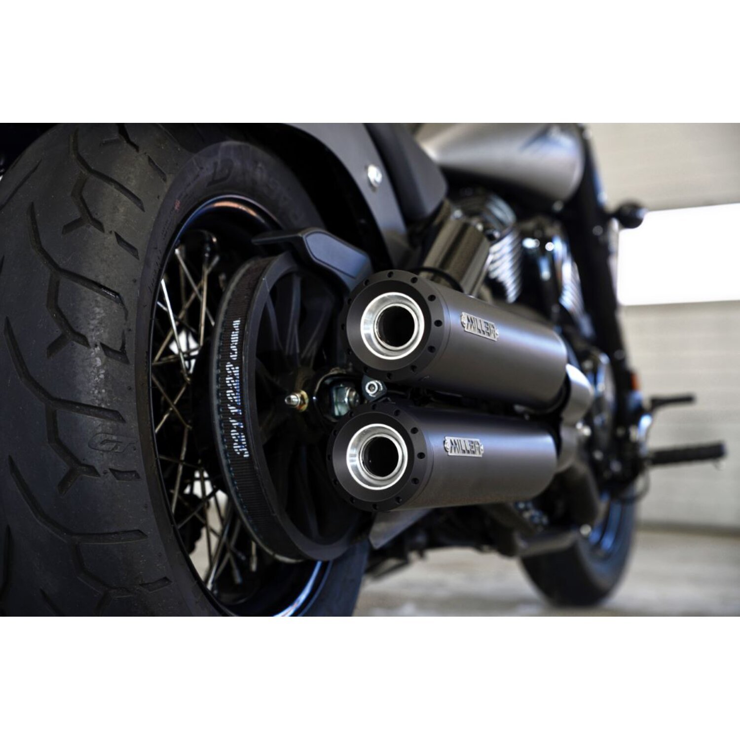 Miller, Omaha Euro 5 Slip-On mufflers, Black, Matte