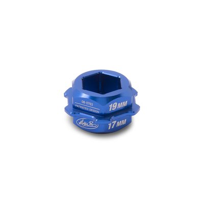 - For use with Motion Pro 30 mm T6 Combo Lever
- Adapter fits 17 mm and 19 mm axle nuts
- CNC machined aluminum for precise fit and function
- Laser etched markings for hex sizes
- Weighs only 1 oz. (28.5 grams)