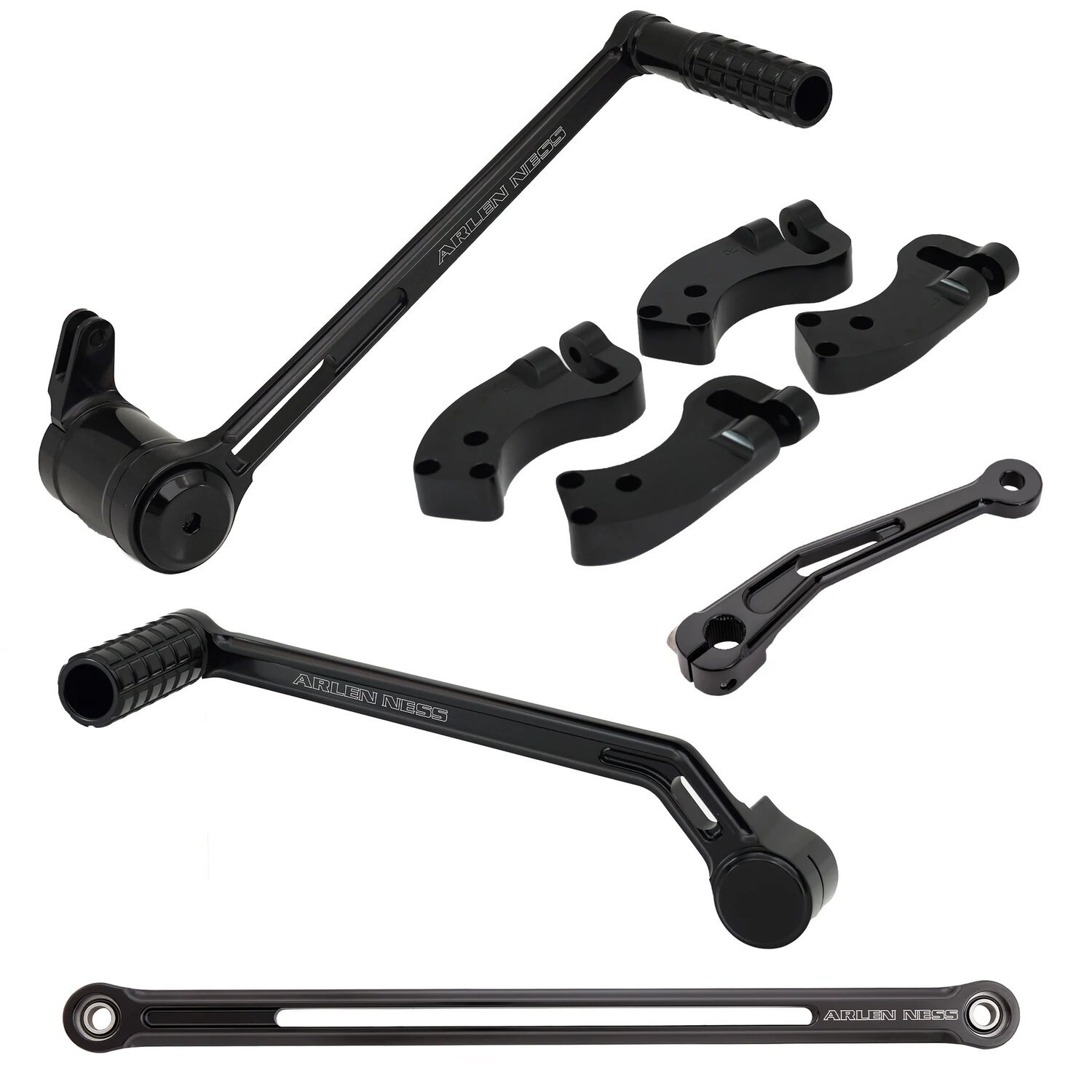 Arlen Ness, +3" extended foot control kit, Black
